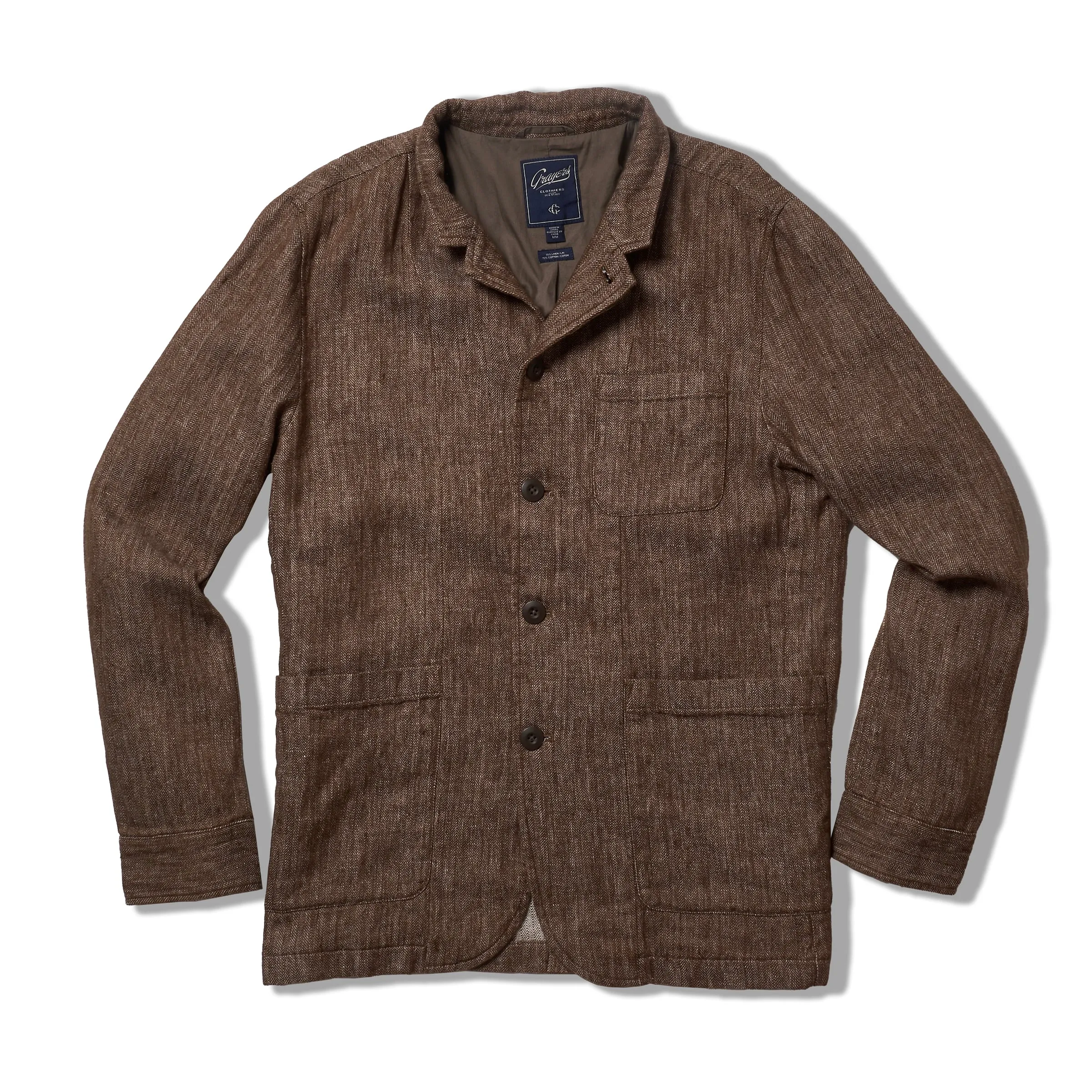 Albemarle Linen Industrial Jacket - Brown Herringbone