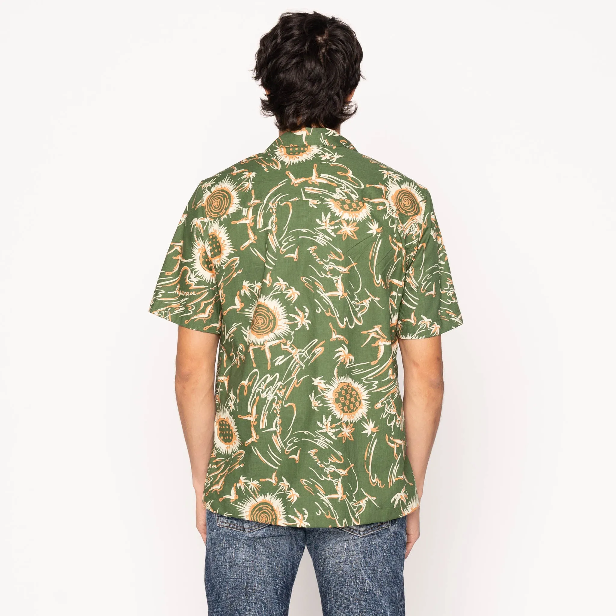 Aloha Shirt  -  Waikiki  Waves  -  Green