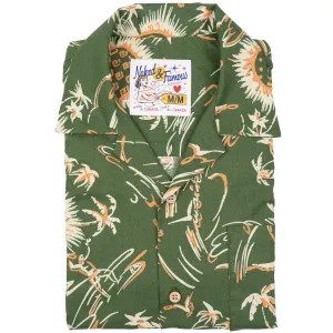 Aloha Shirt  -  Waikiki  Waves  -  Green