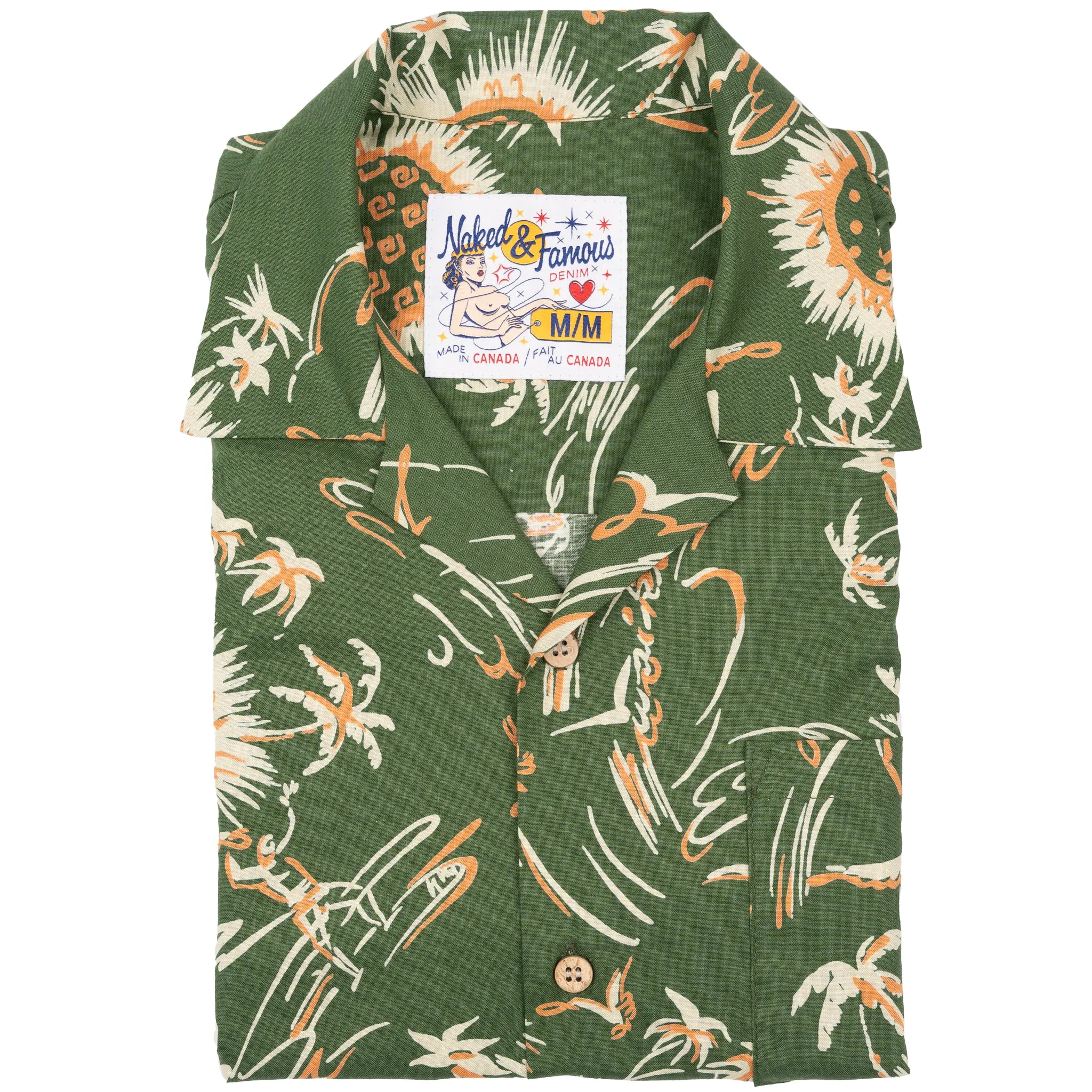 Aloha Shirt  -  Waikiki  Waves  -  Green