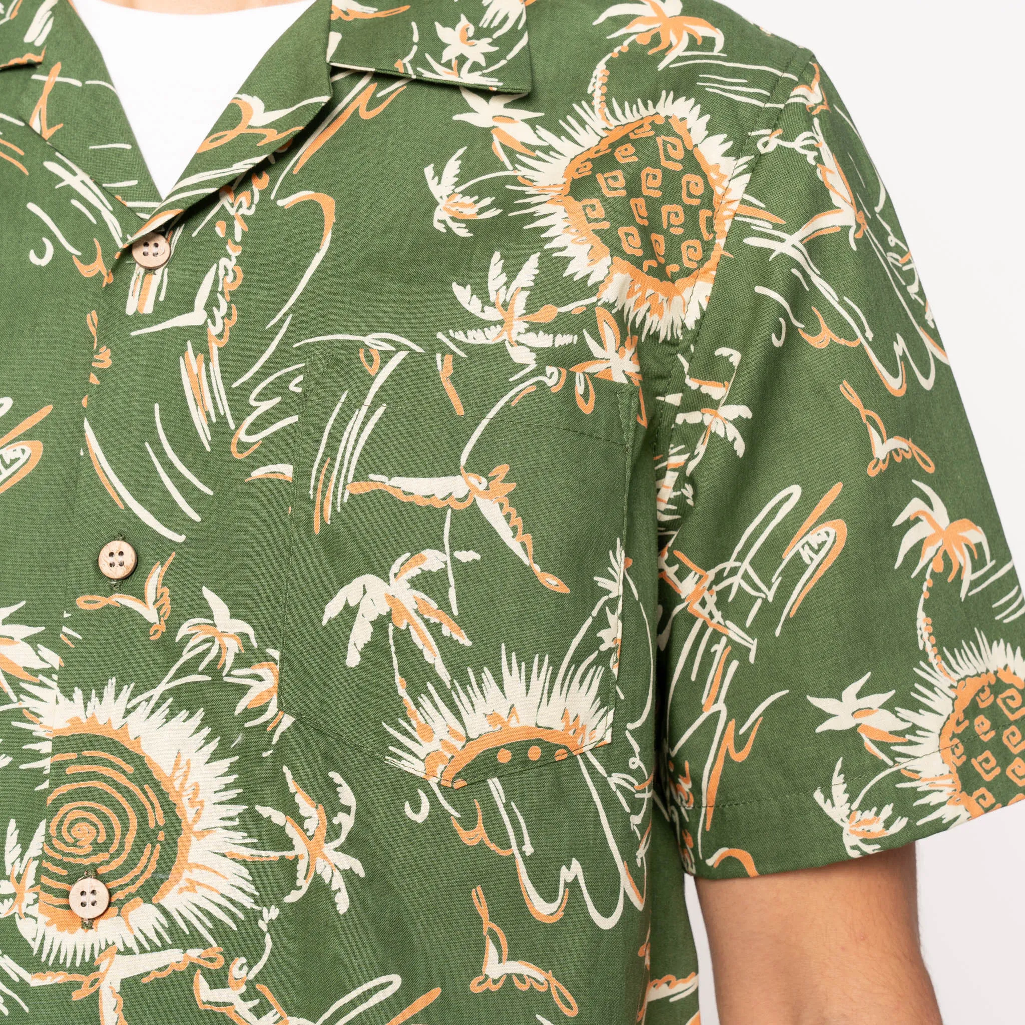 Aloha Shirt  -  Waikiki  Waves  -  Green