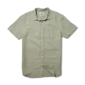Amalfi Textured Hemp Linen Cotton Short Sleeve Shirt - Blue Surf