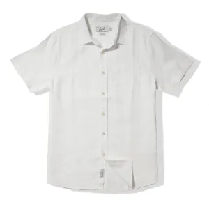 Amalfi Textured Hemp Linen Cotton Short Sleeve Shirt - White