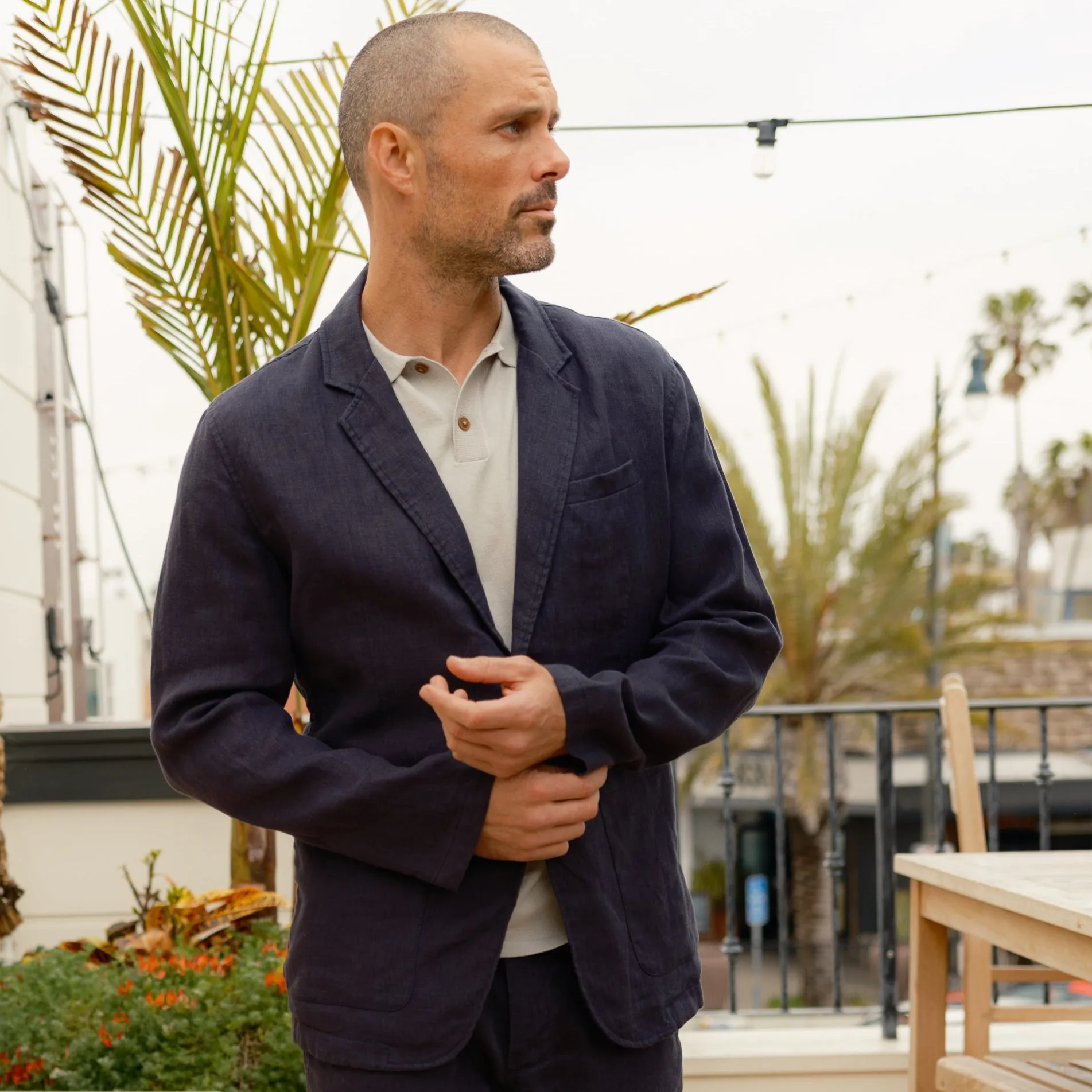 Bal Harbour 2 Button Linen Blazer - Navy