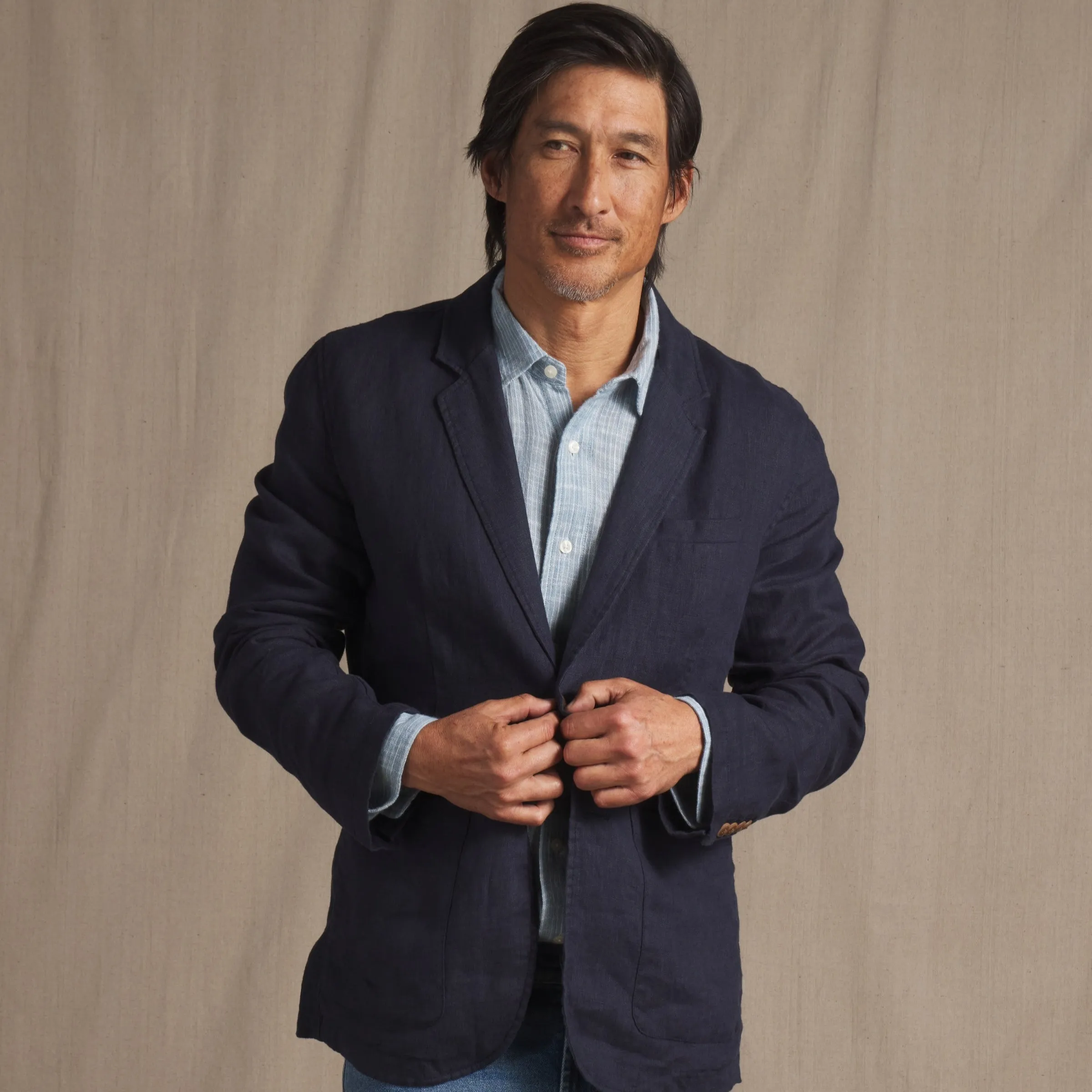 Bal Harbour 2 Button Linen Blazer - Navy