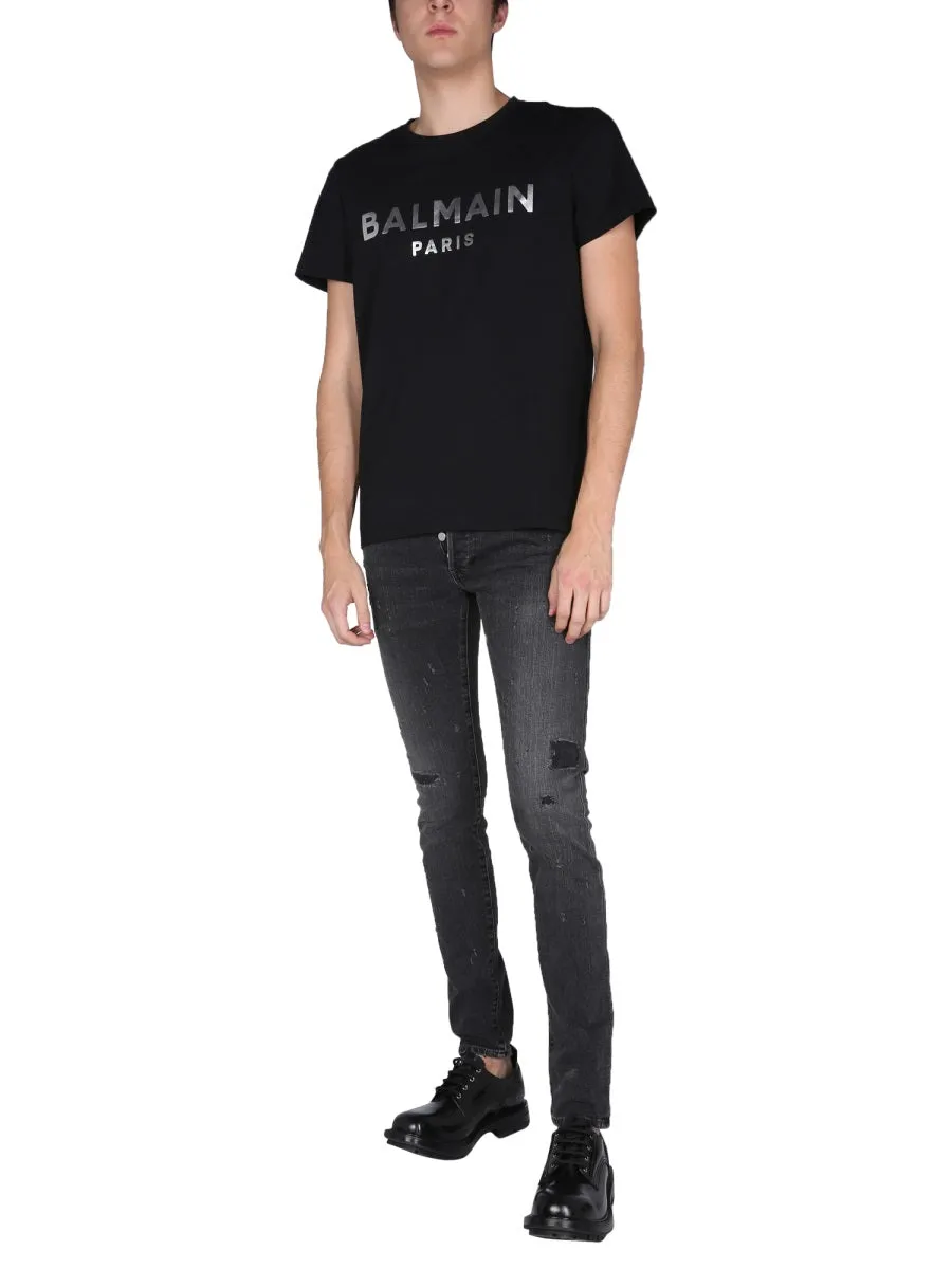 Balmain Logo Printed Crewneck T-Shirt