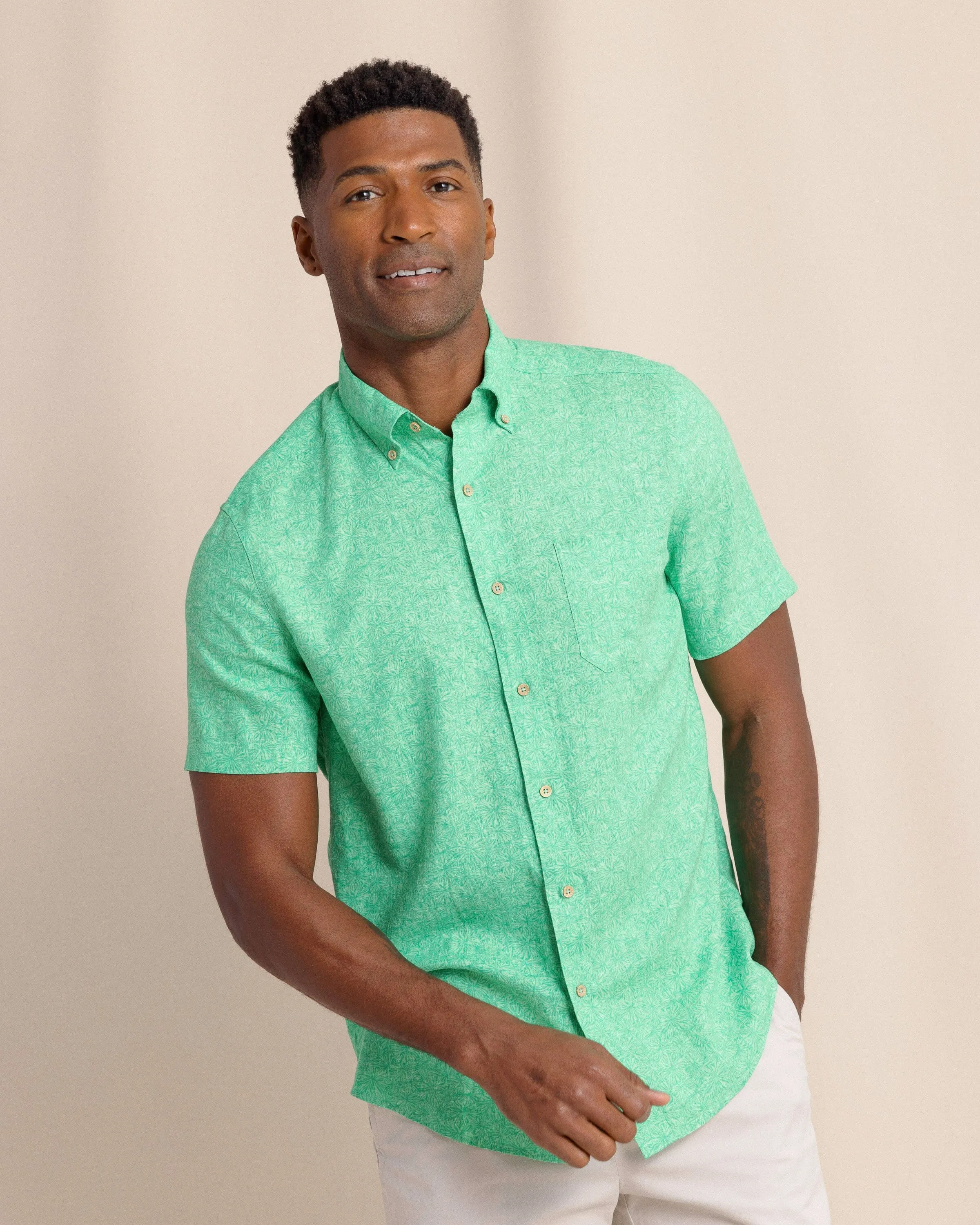 Bloomz Linen Rayon Short Sleeve Sport Shirt