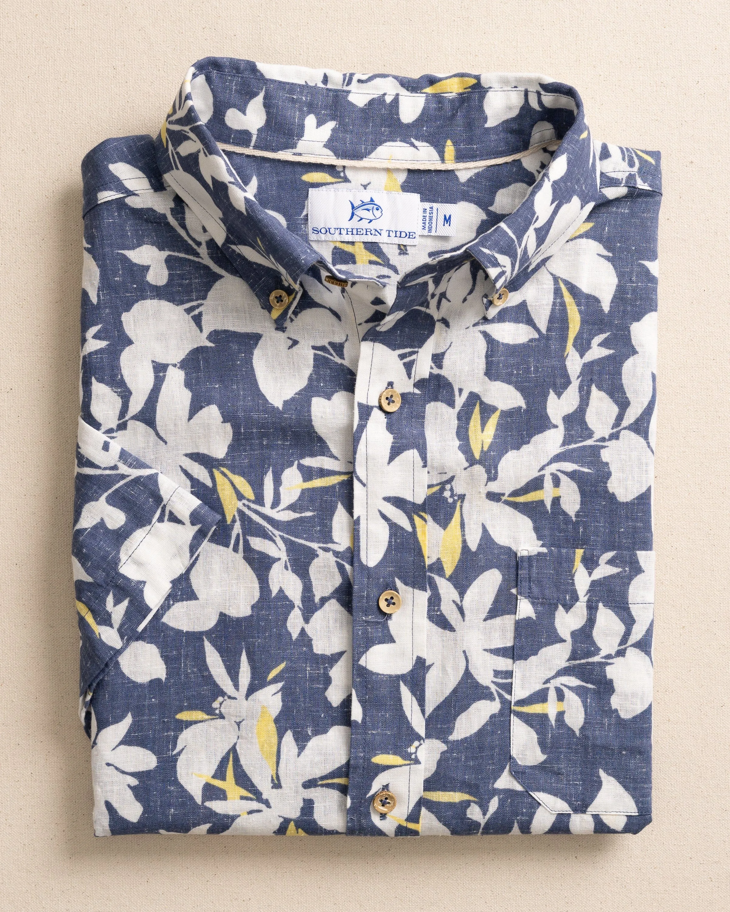 Blossom Bay Linen Rayon Short Sleeve Sport Shirt