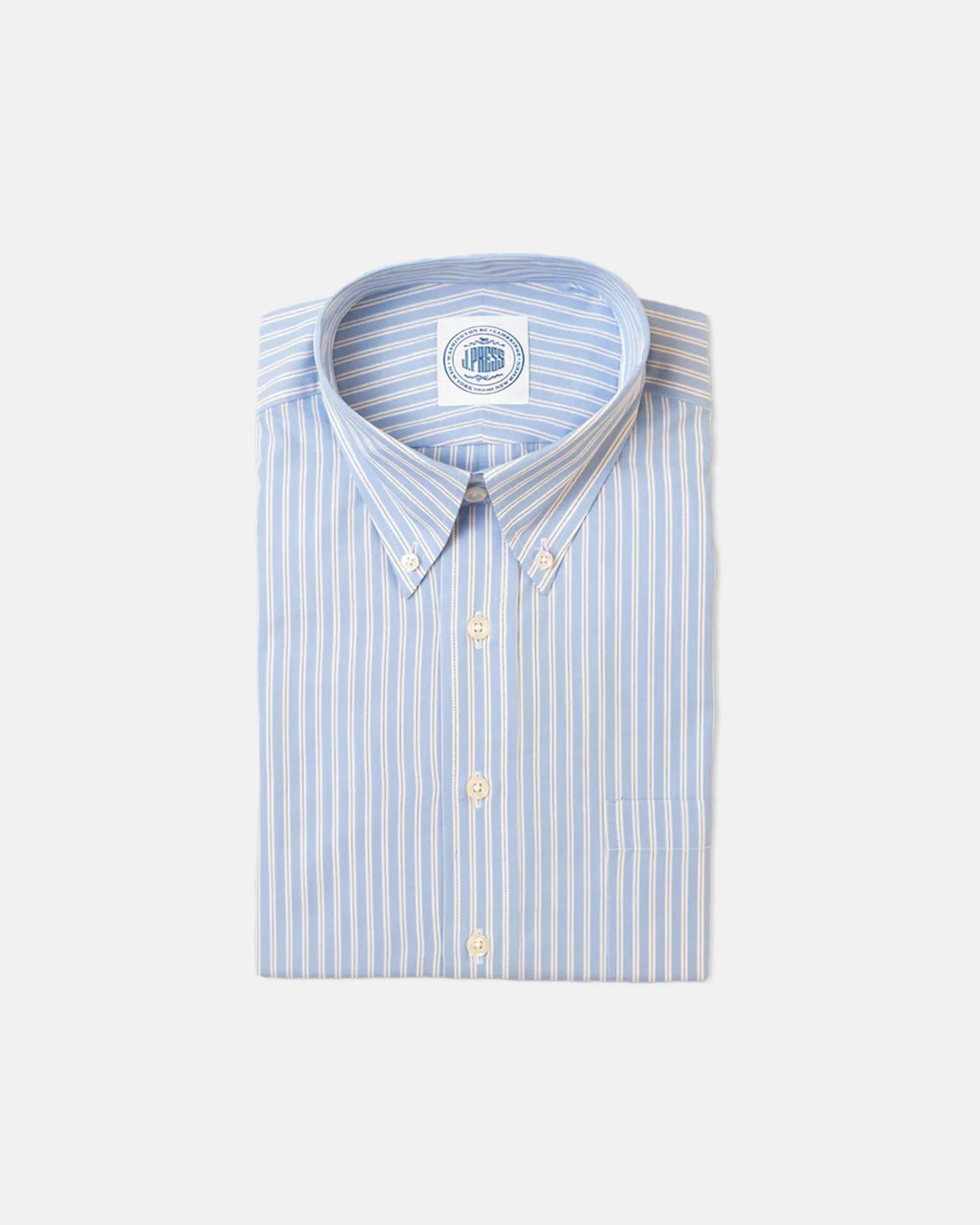 BLUE BORDER STRIPE DRESS SHIRT