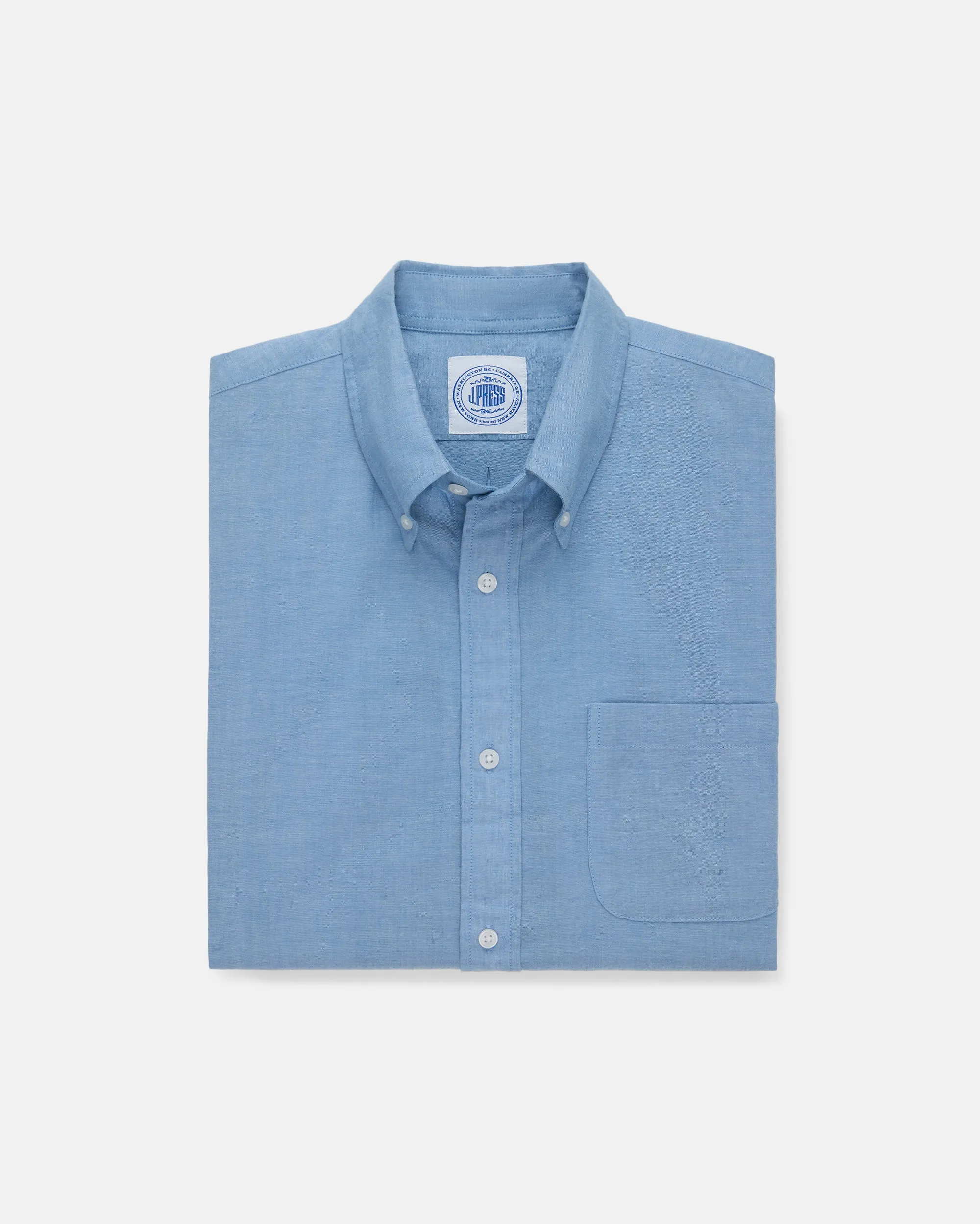 BLUE CHAMBRAY SHORT SLEEVE SHIRT
