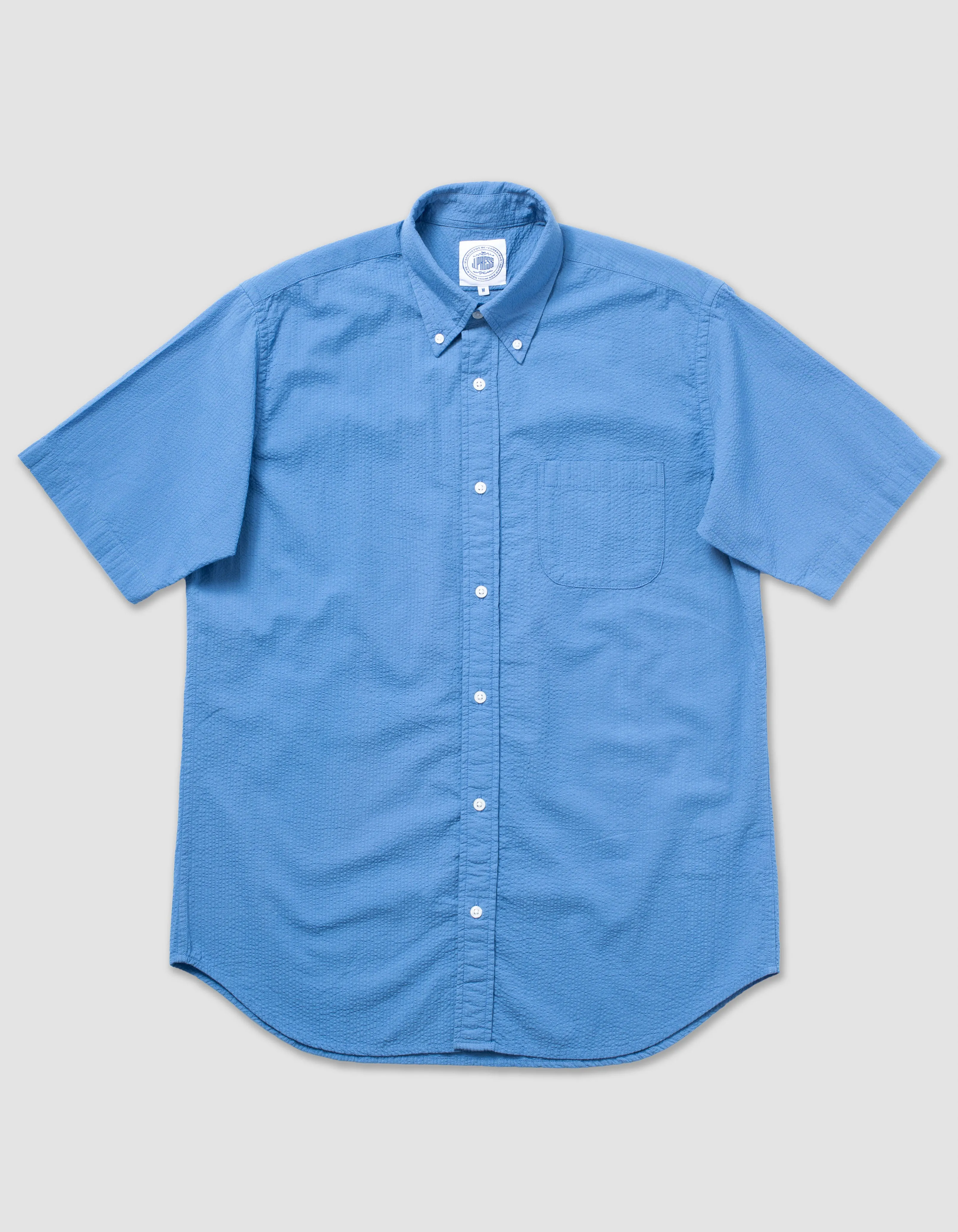 BLUE SEERSUCKER SHORT SLEEVE SHIRT