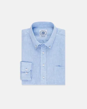 BLUE SOLID LINEN SHIRT