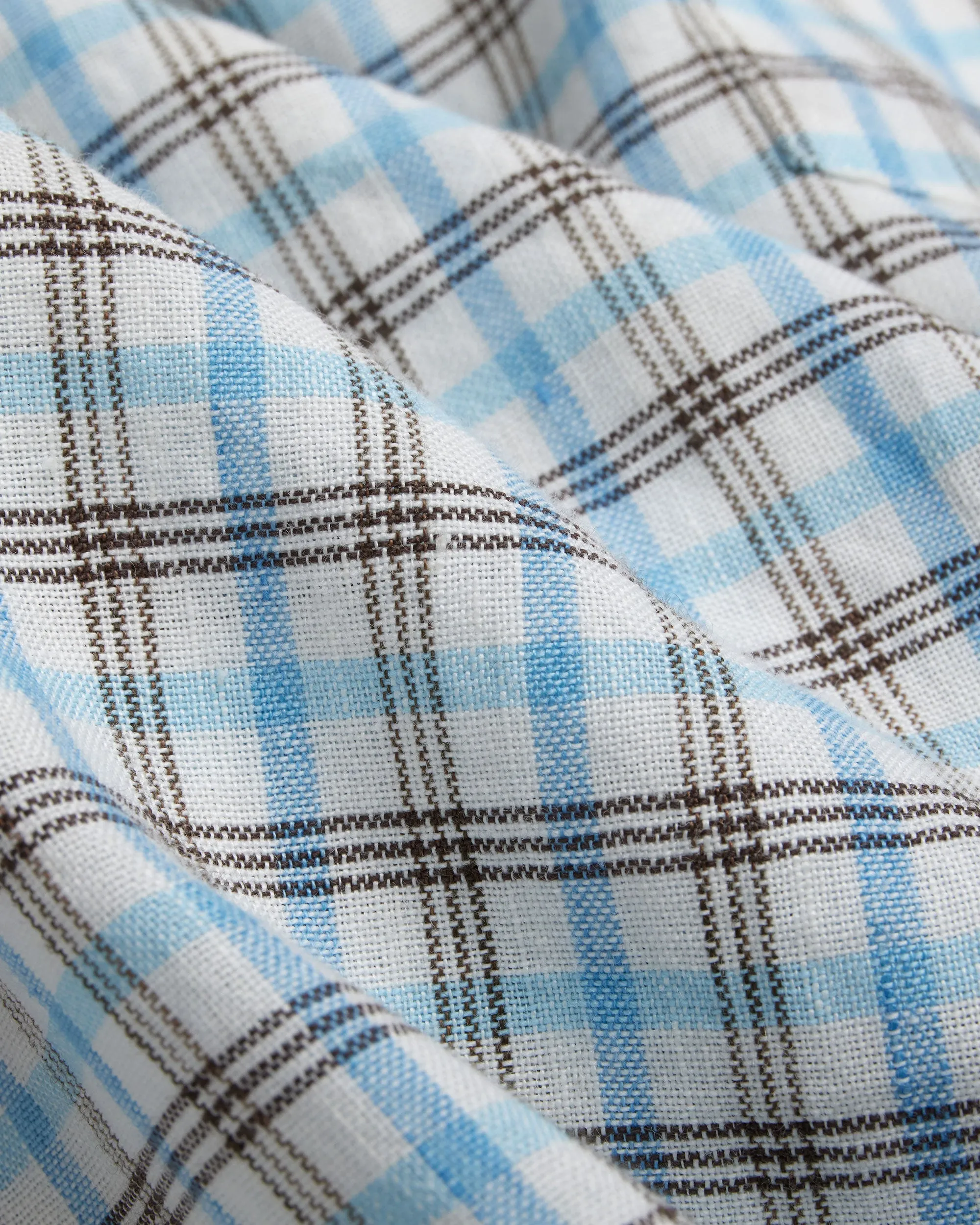 BLUE/BROWN CHECK LINEN/COTTON SHIRT