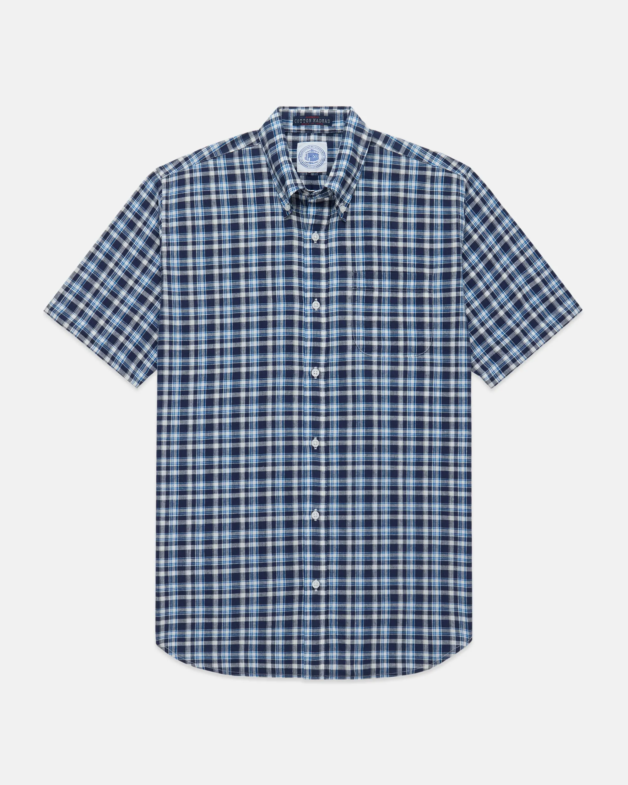 BLUE/NAVY MADRAS SHORT SLEEVE SHIRT