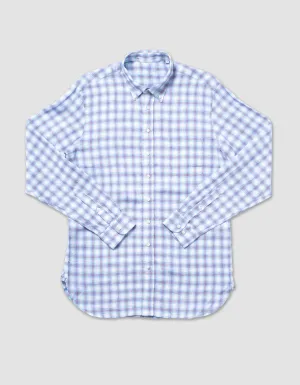 BLUE/RED WINDOWPANE LINEN SHIRT