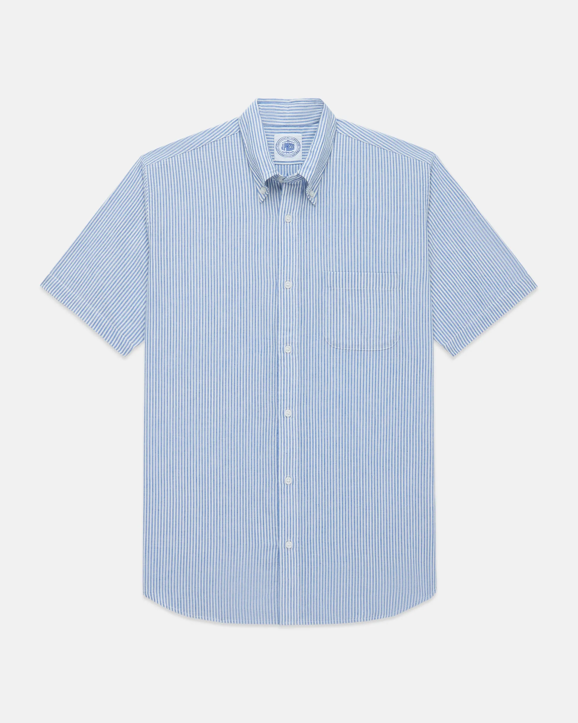 BLUE/WHITE STRIPE CHAMBRAY SHORT SLEEVE SHIRT