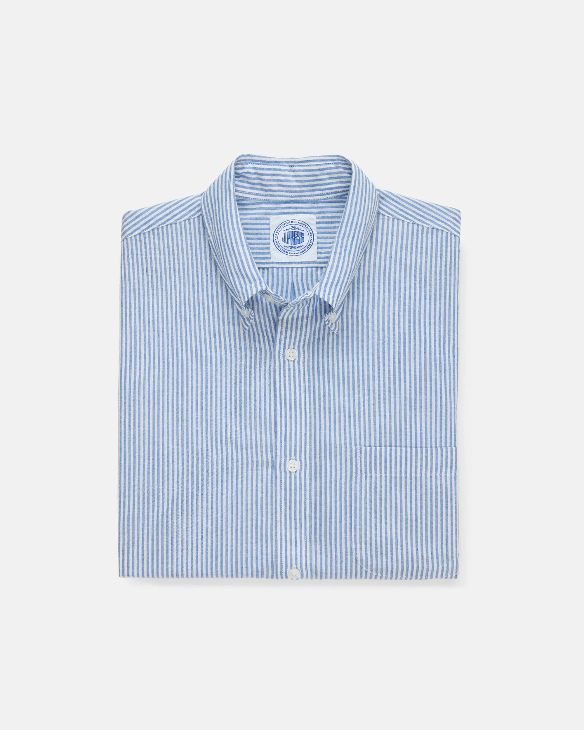 BLUE/WHITE STRIPE CHAMBRAY SHORT SLEEVE SHIRT