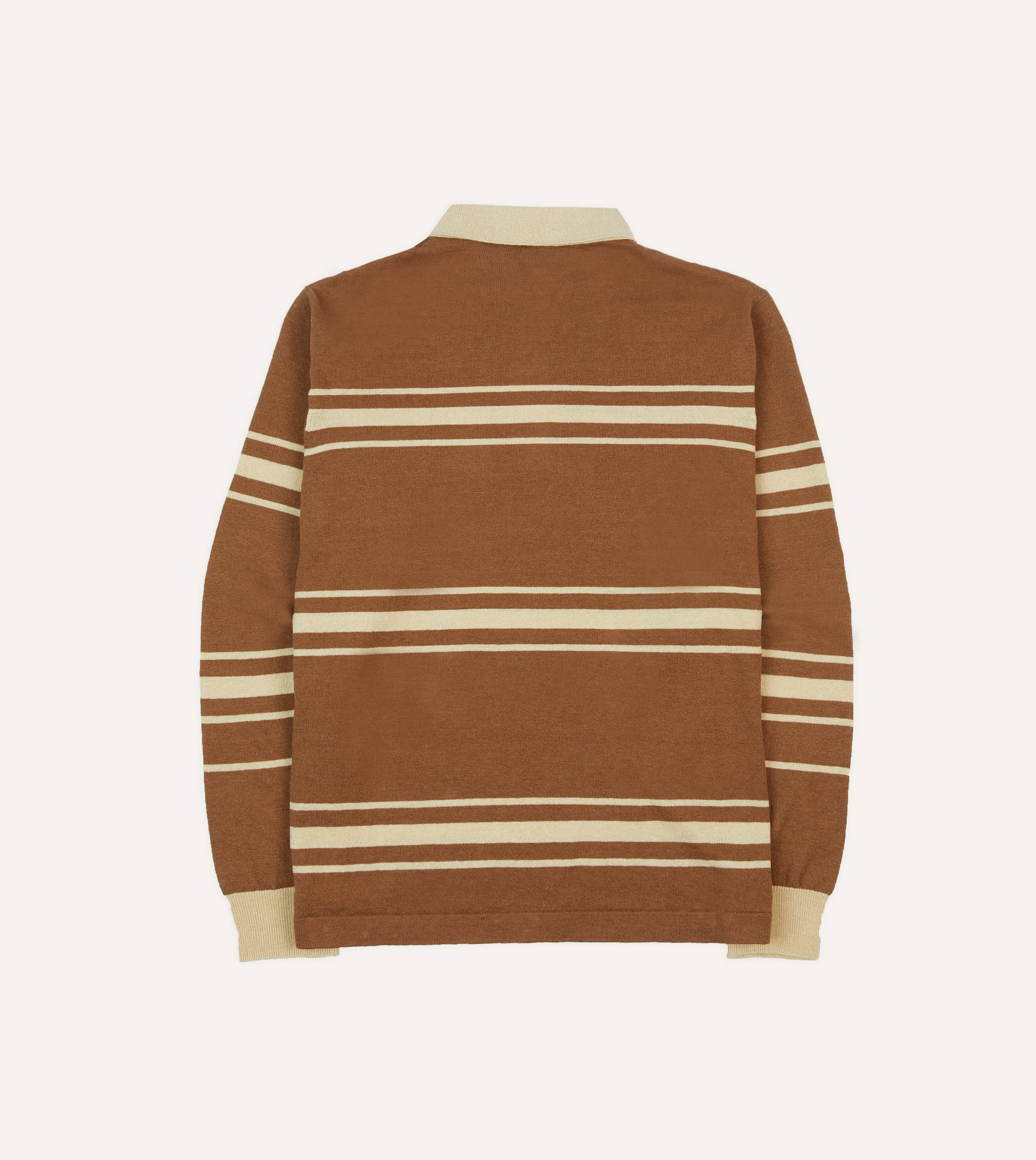 Brown and Ecru Linen Cotton Knitted Rugby Shirt