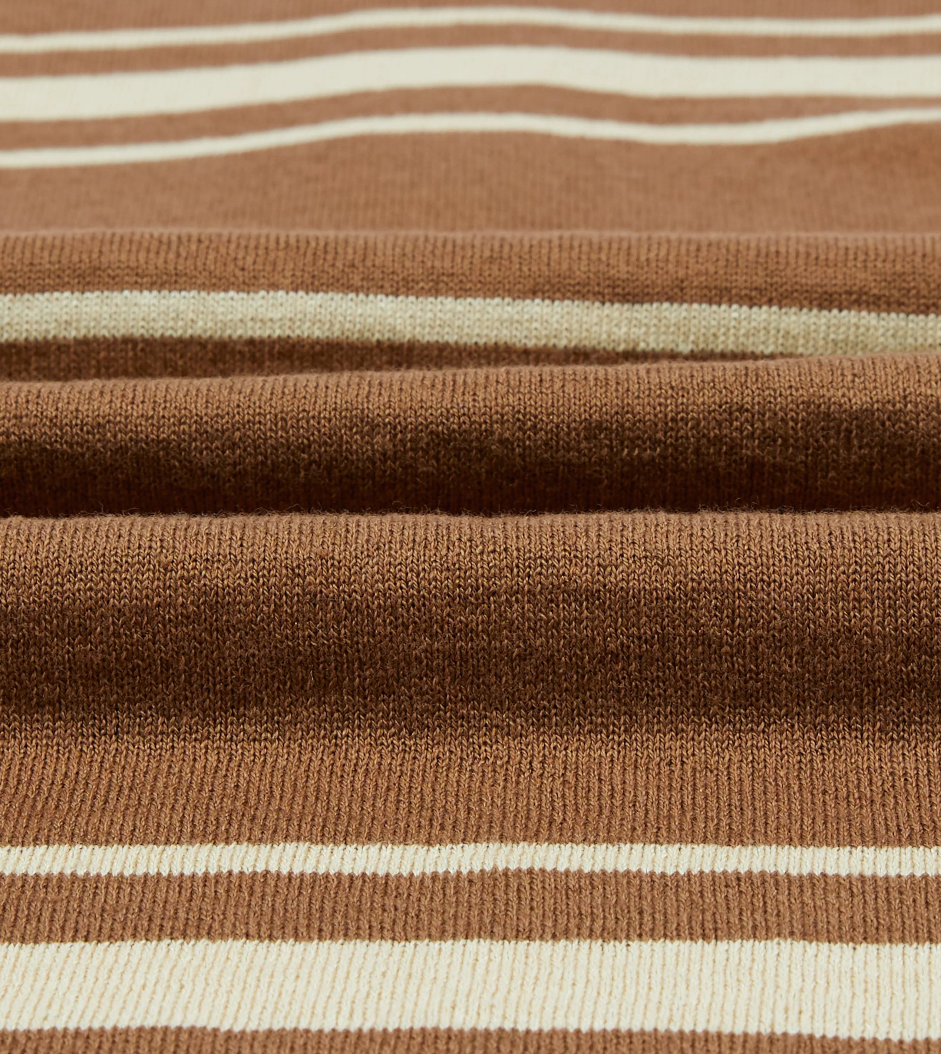Brown and Ecru Linen Cotton Knitted Rugby Shirt
