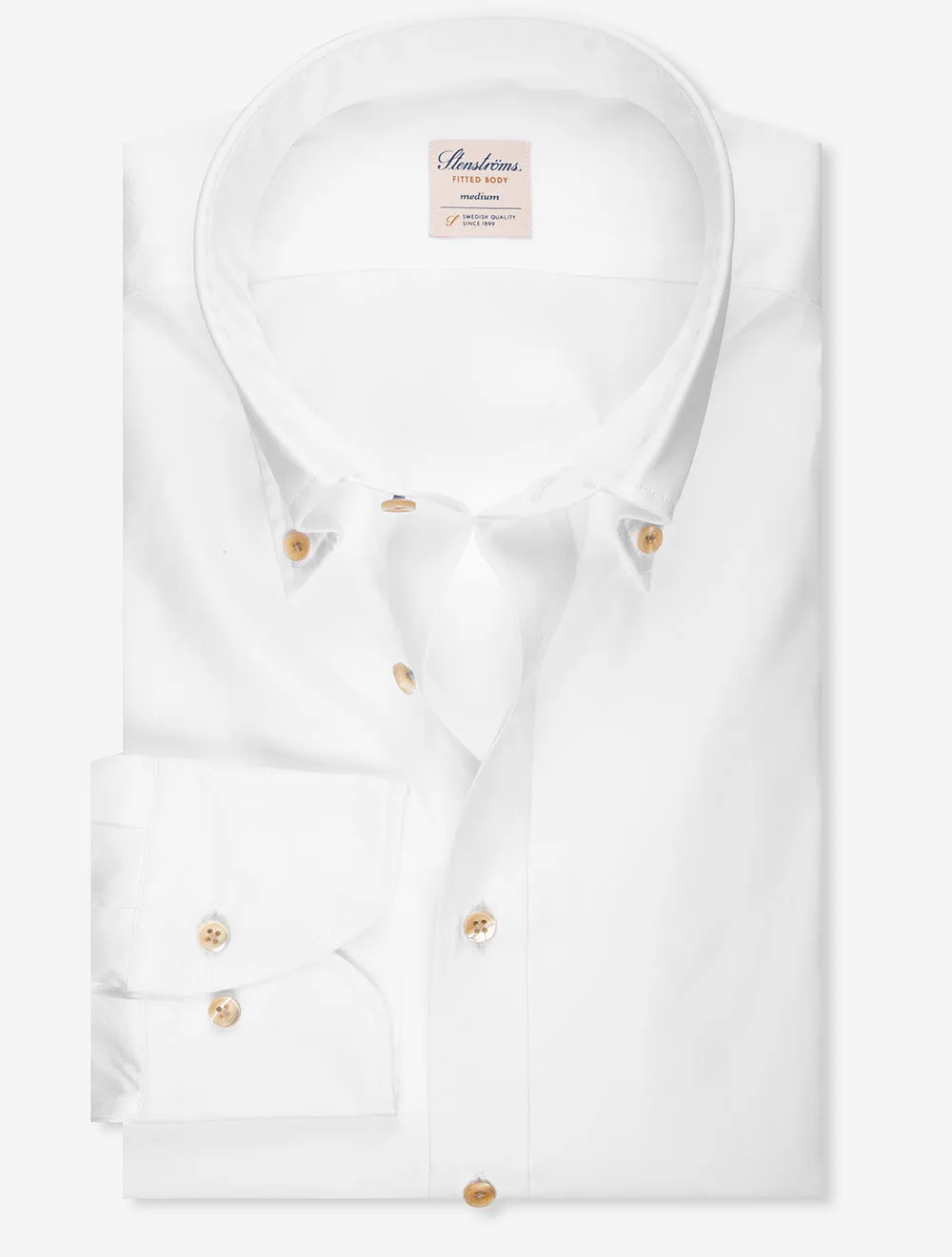 Button Down Plain Fitted Body Shirt White