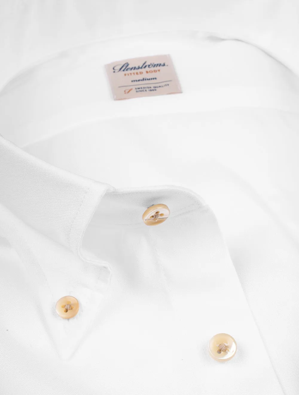 Button Down Plain Fitted Body Shirt White