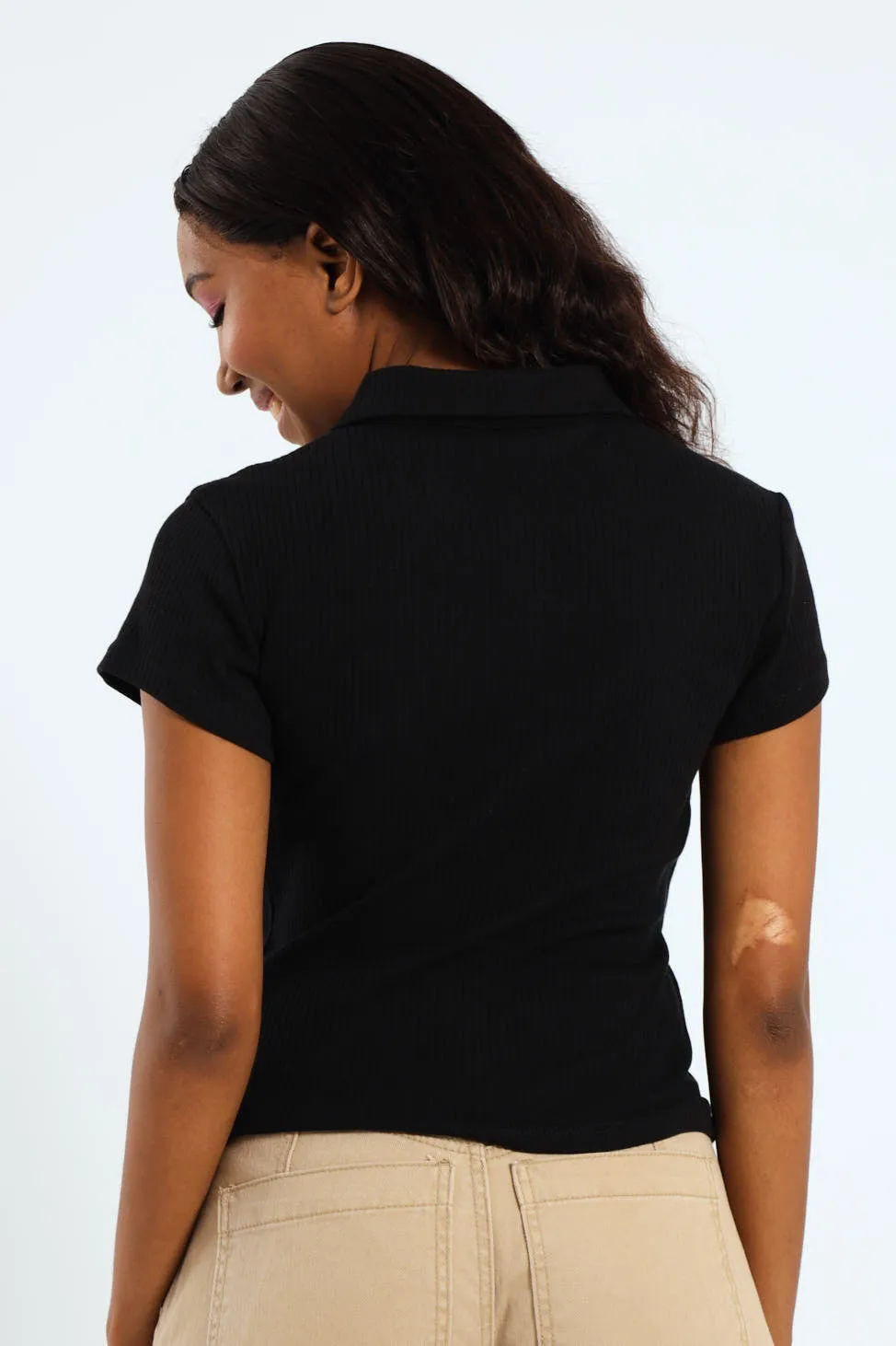 Button Through Golfer - Black