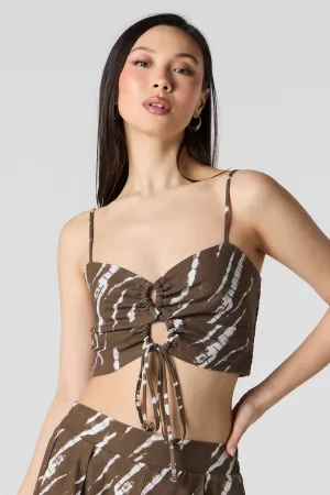Camisole en mélange de lin avec ouverture en goutte et taille coulissante
