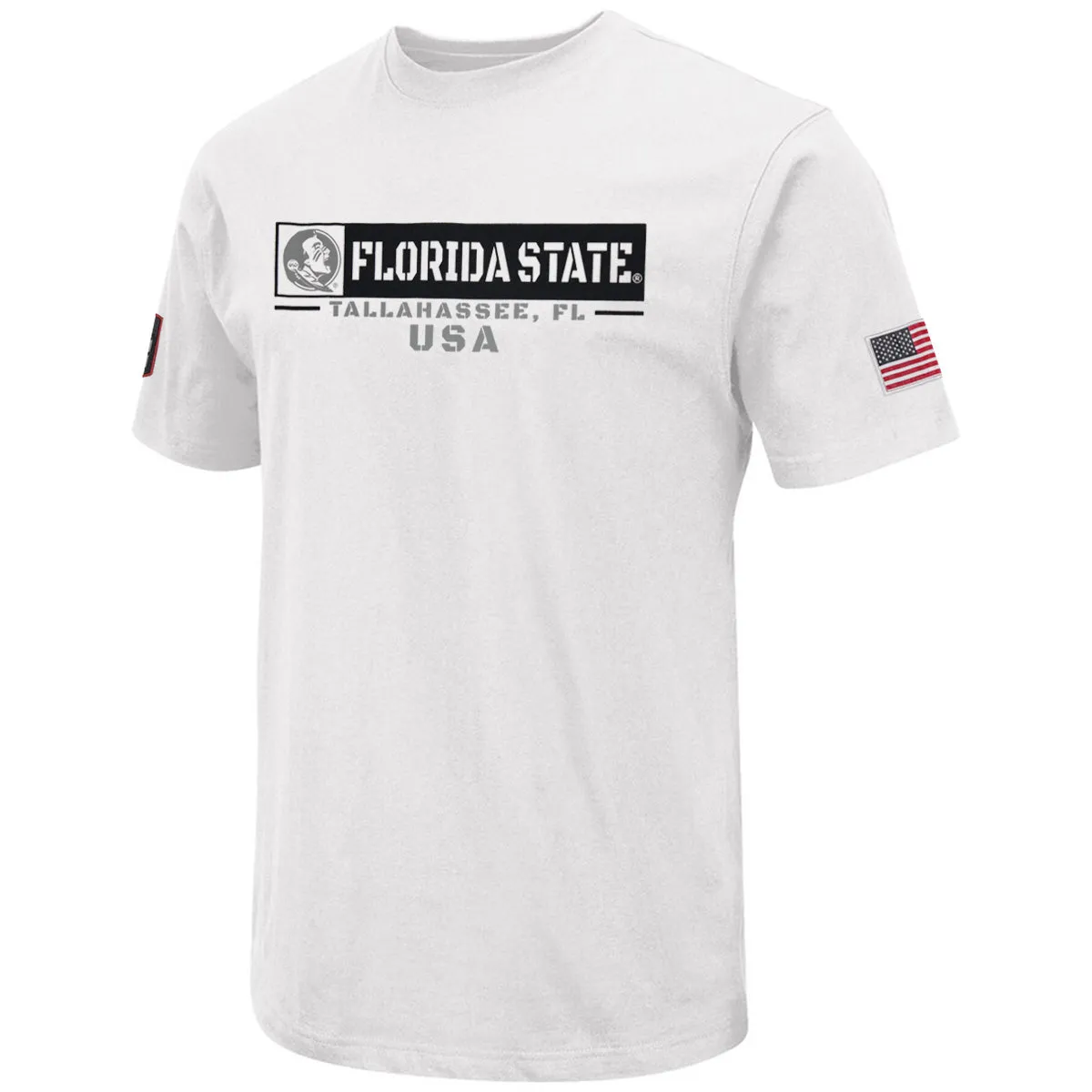 Colosseum Men's OHT Seminole Logo/Florida State Design Short Sleeve T-shirt - White