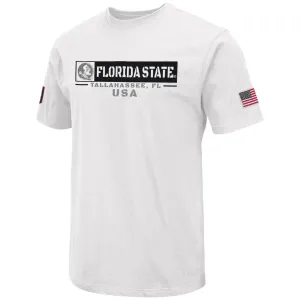 Colosseum Men's OHT Seminole Logo/Florida State Design Short Sleeve T-shirt - White