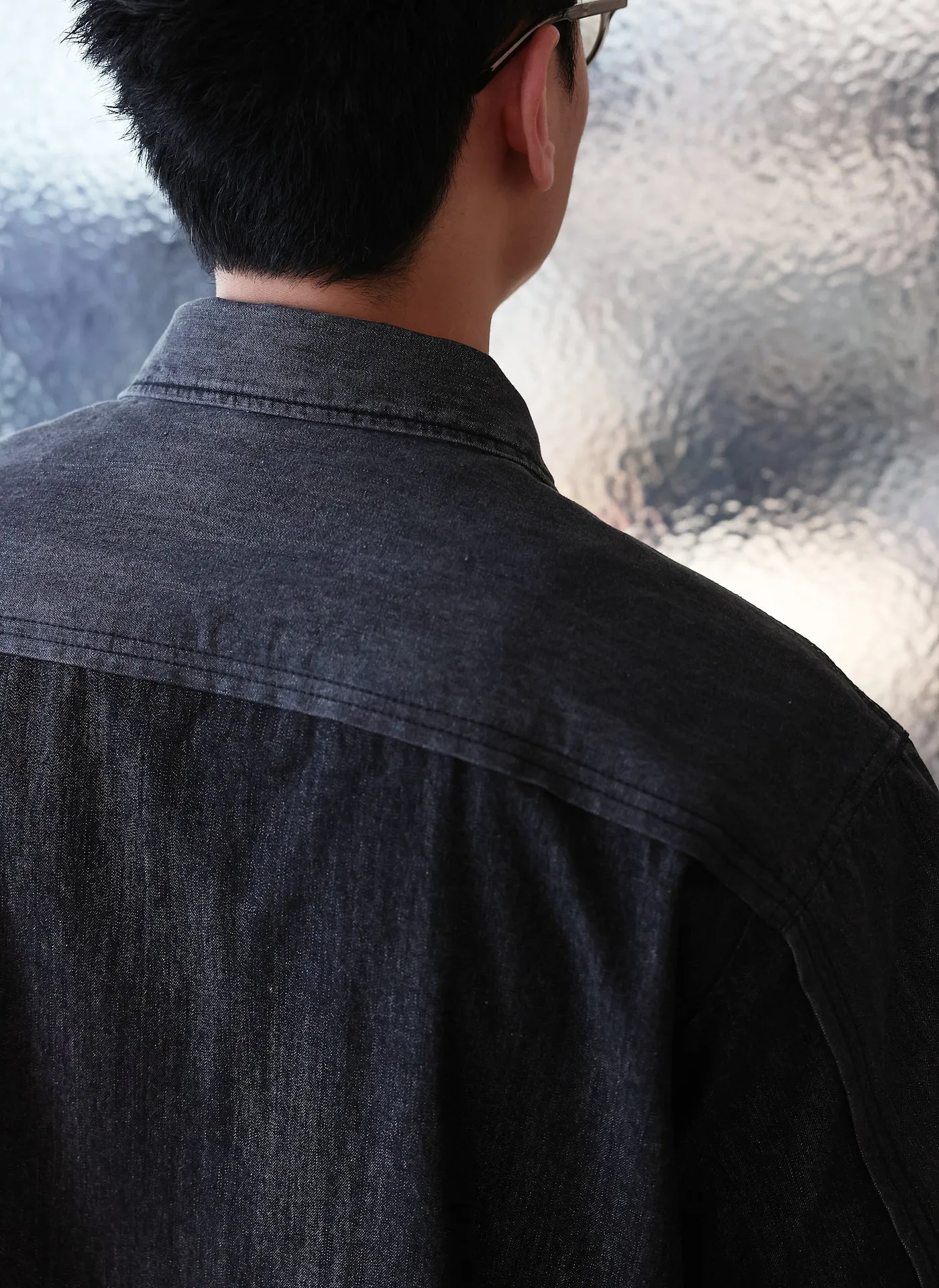 Cotton Linen Denim Worker Short Sleeves Shirt