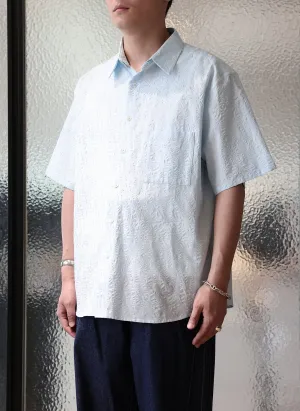 Cotton Seersucker Oversized Short Sleeves Shirt