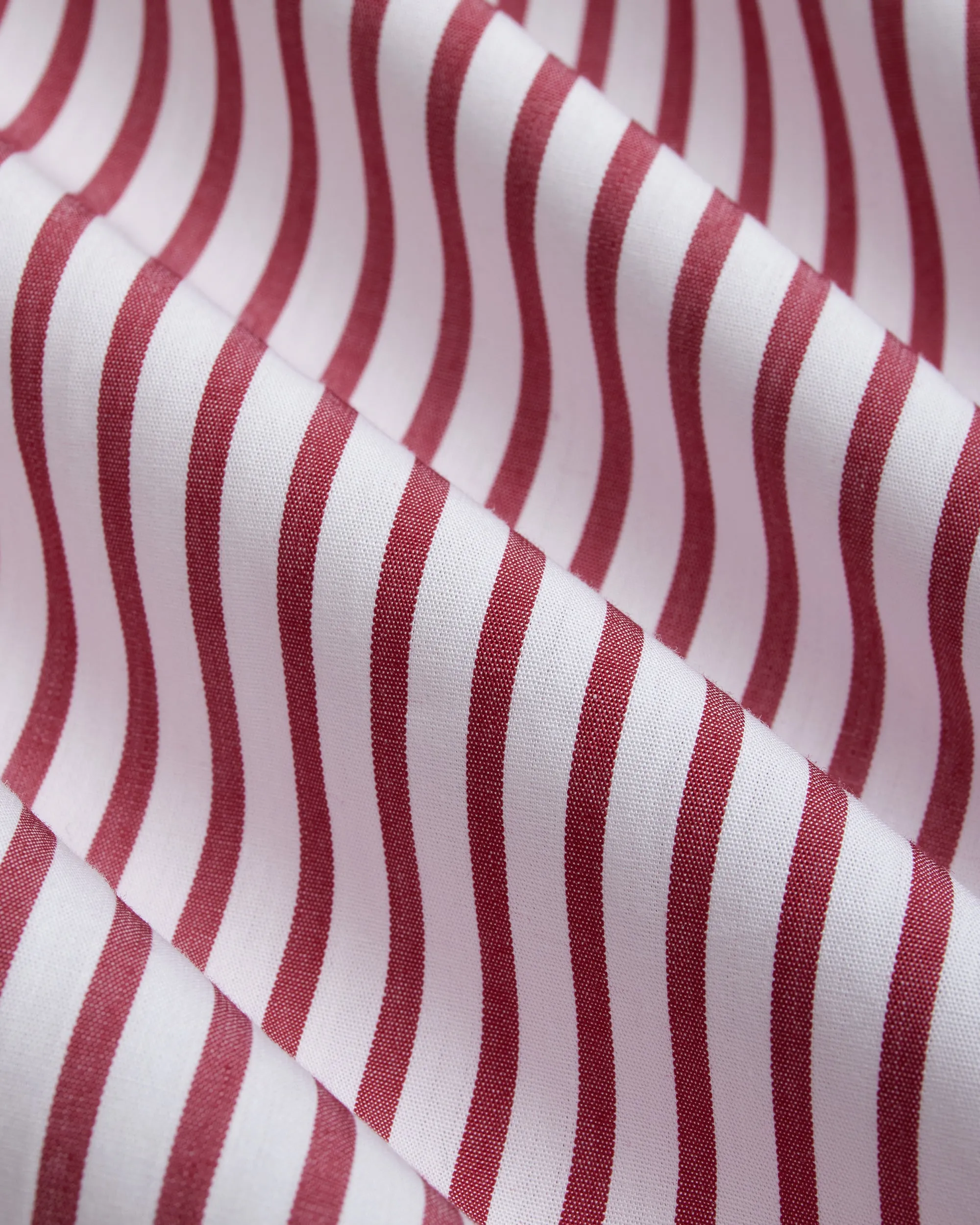 DARK RED BUTCHER STRIPE DRESS SHIRT