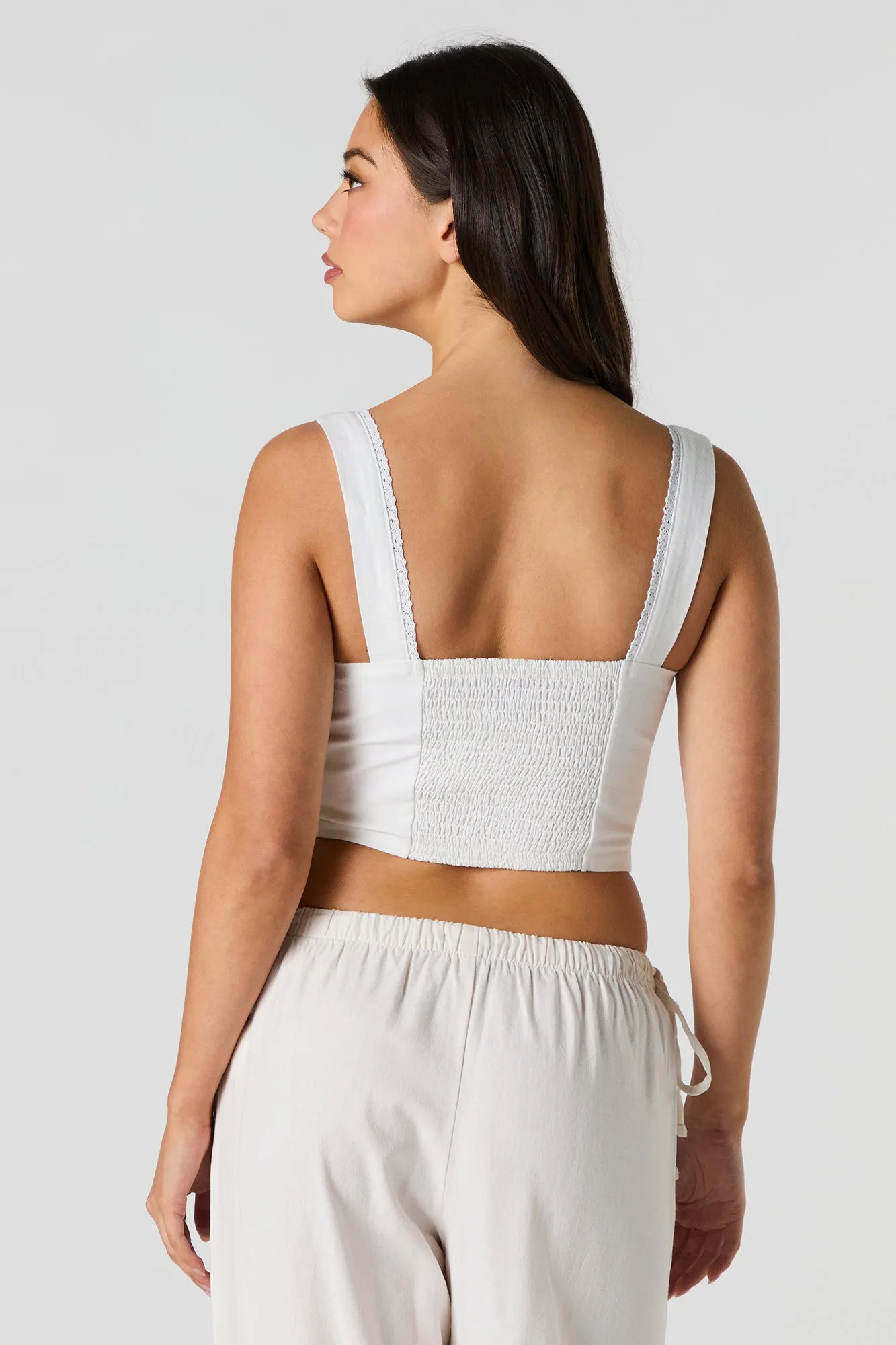 Débardeur-corset en mélange de lin avec fermeture à glissière