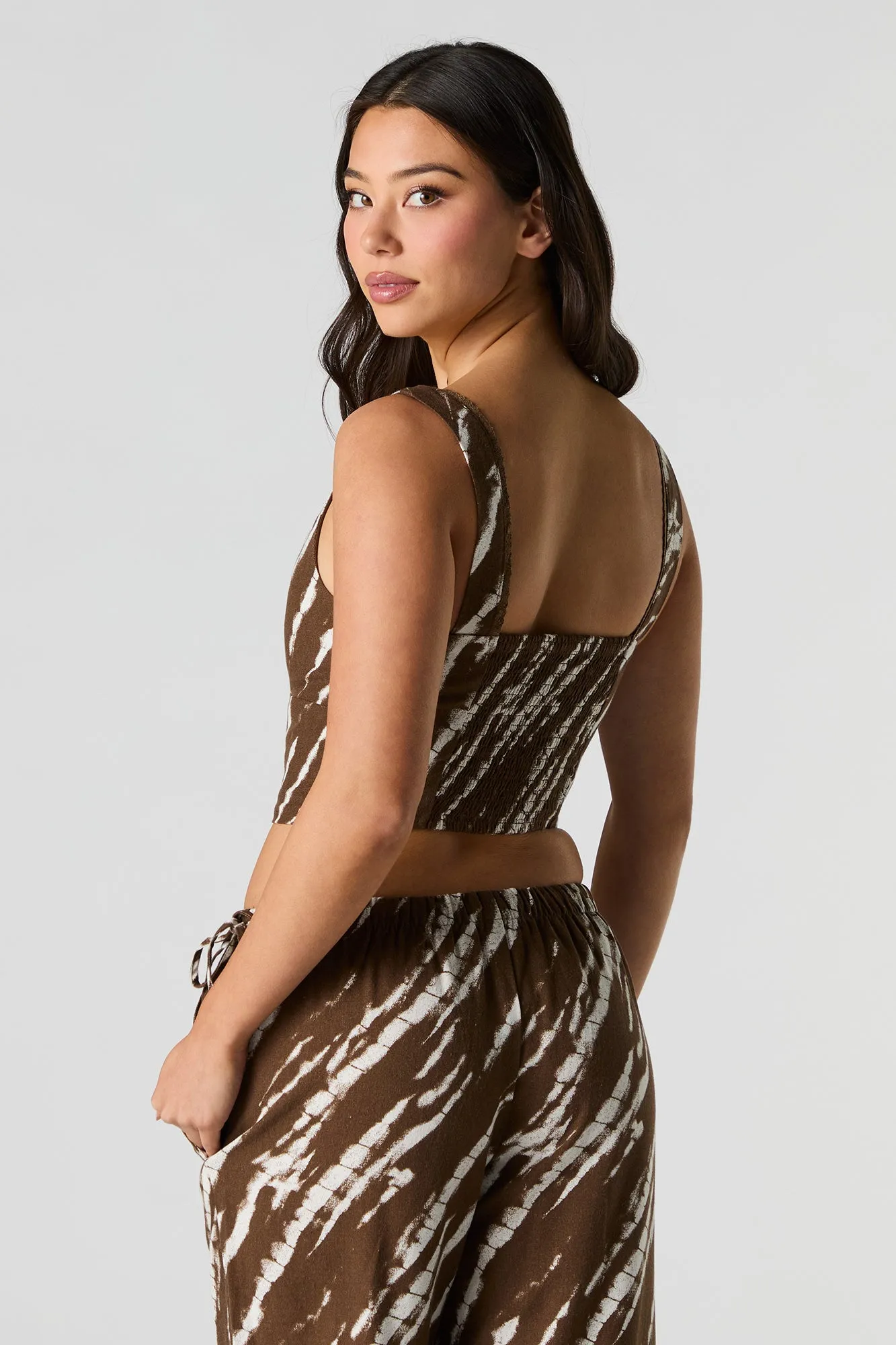 Débardeur-corset en mélange de lin avec fermeture à glissière