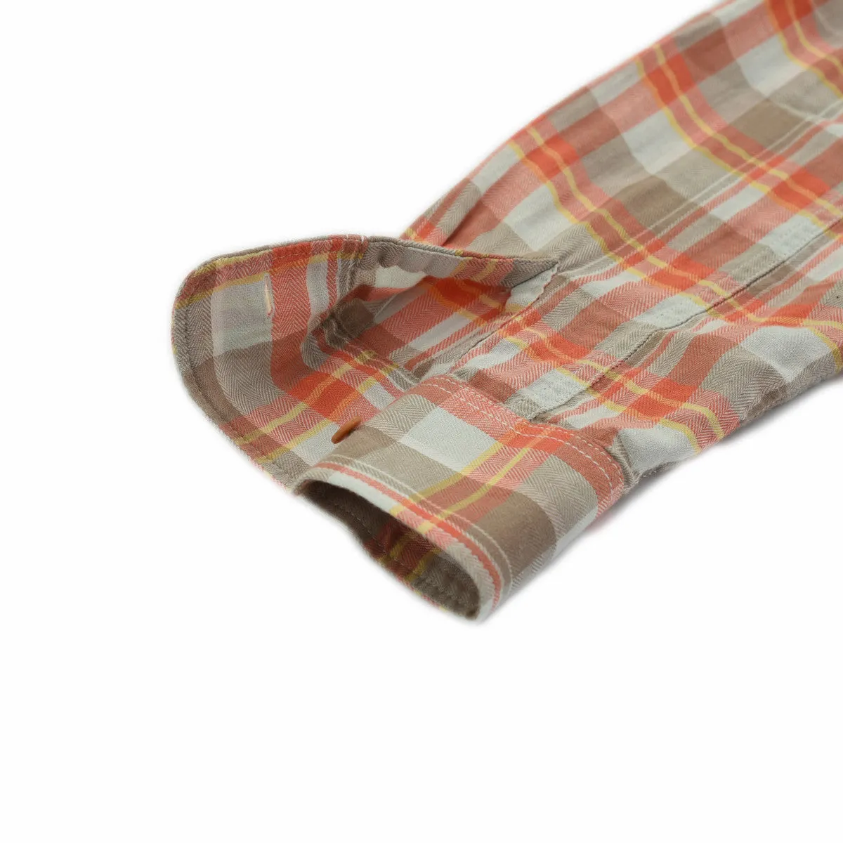 Dorset Herringbone Shirt - Orange Khaki Blue Herringbone (Final Sale)*