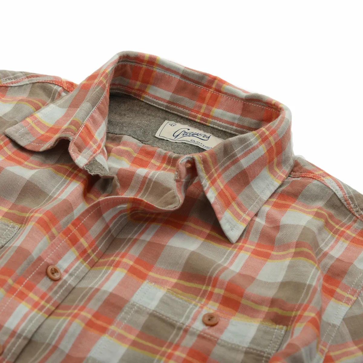 Dorset Herringbone Shirt - Orange Khaki Blue Herringbone (Final Sale)*