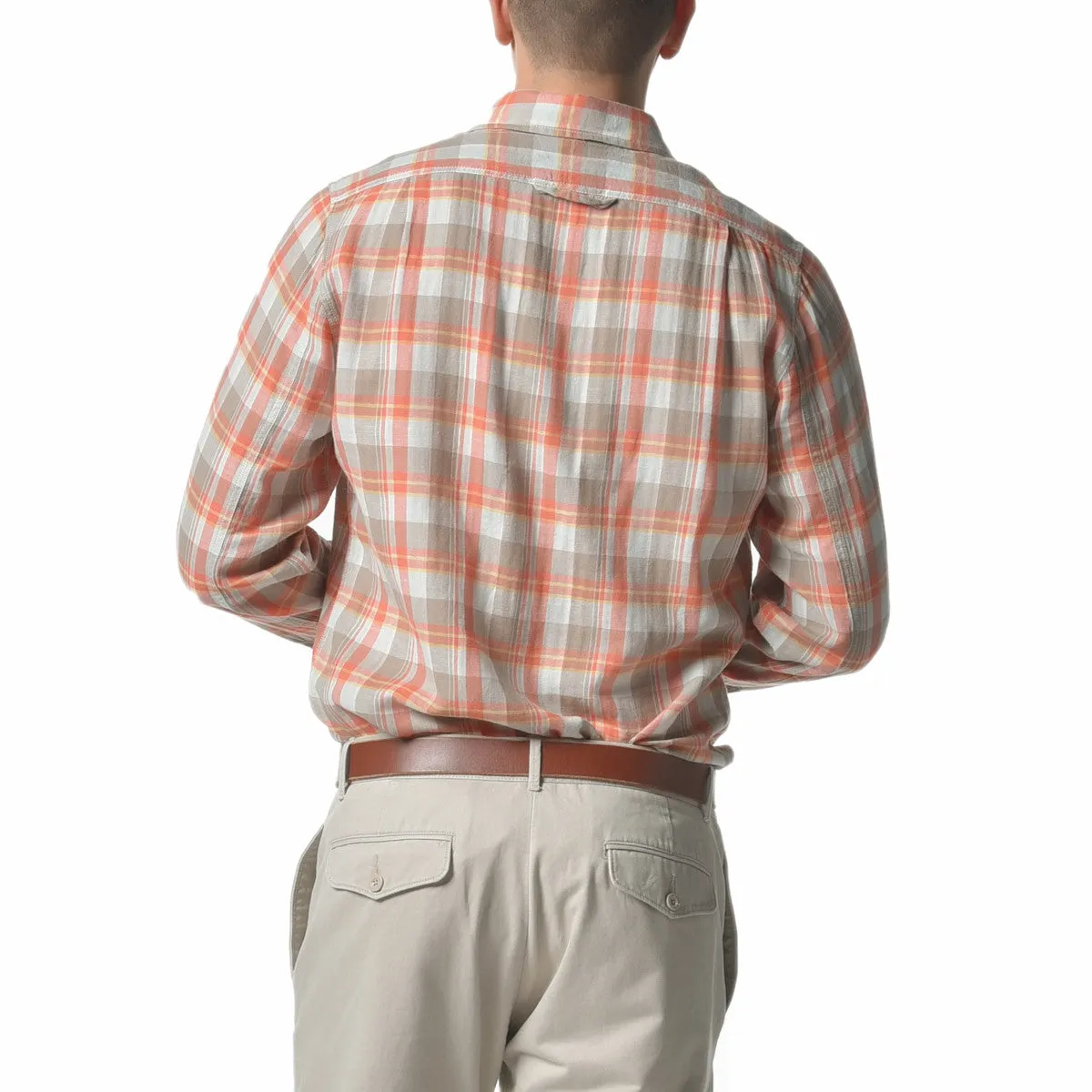 Dorset Herringbone Shirt - Orange Khaki Blue Herringbone (Final Sale)*