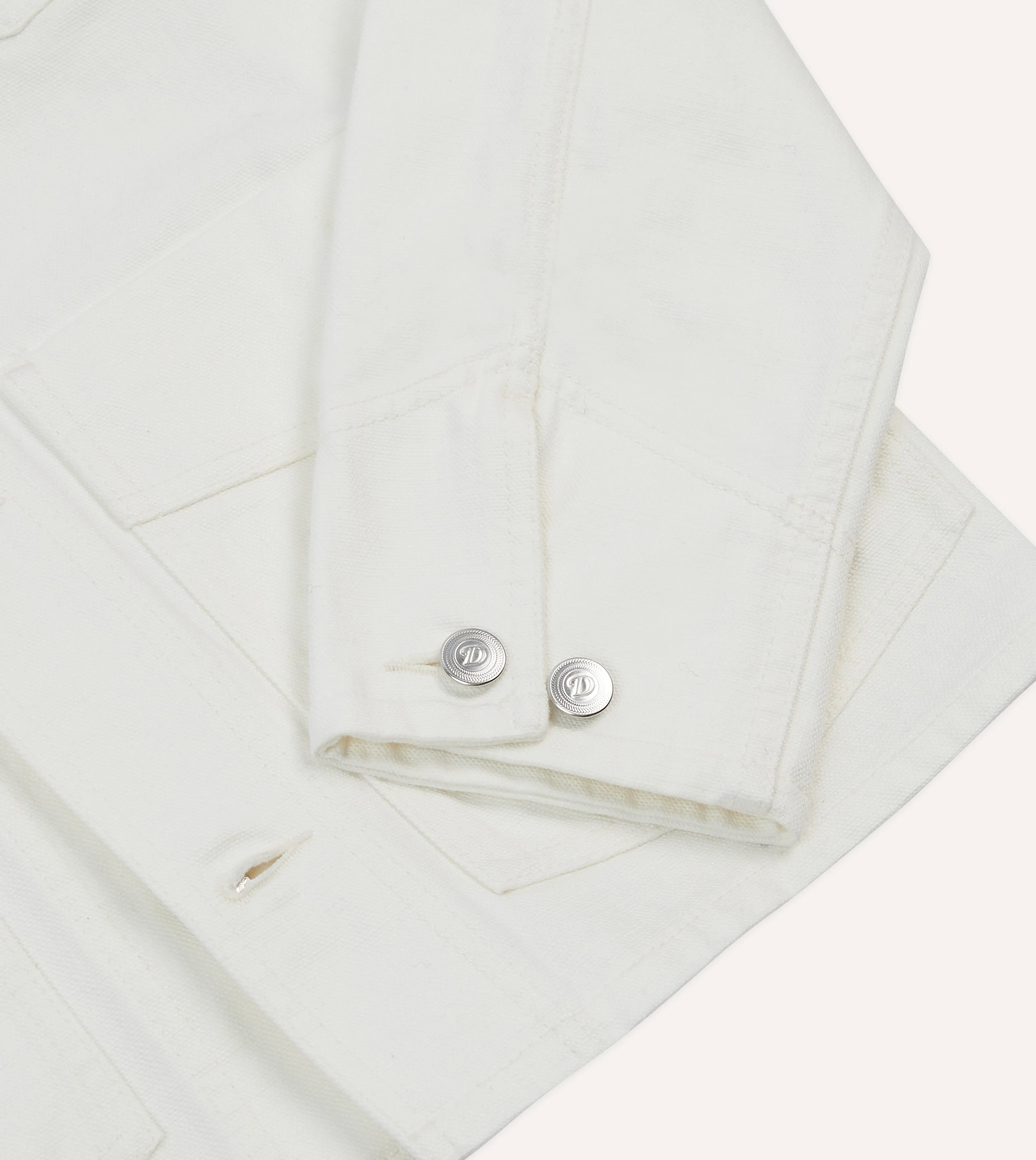 Ecru Cotton Canvas Work Jacket