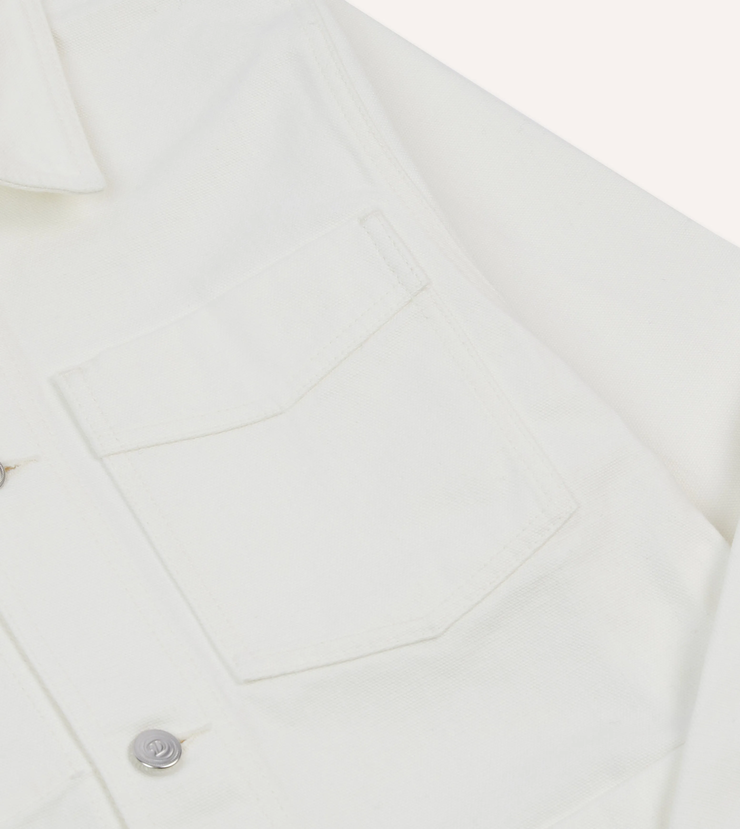 Ecru Cotton Canvas Work Jacket