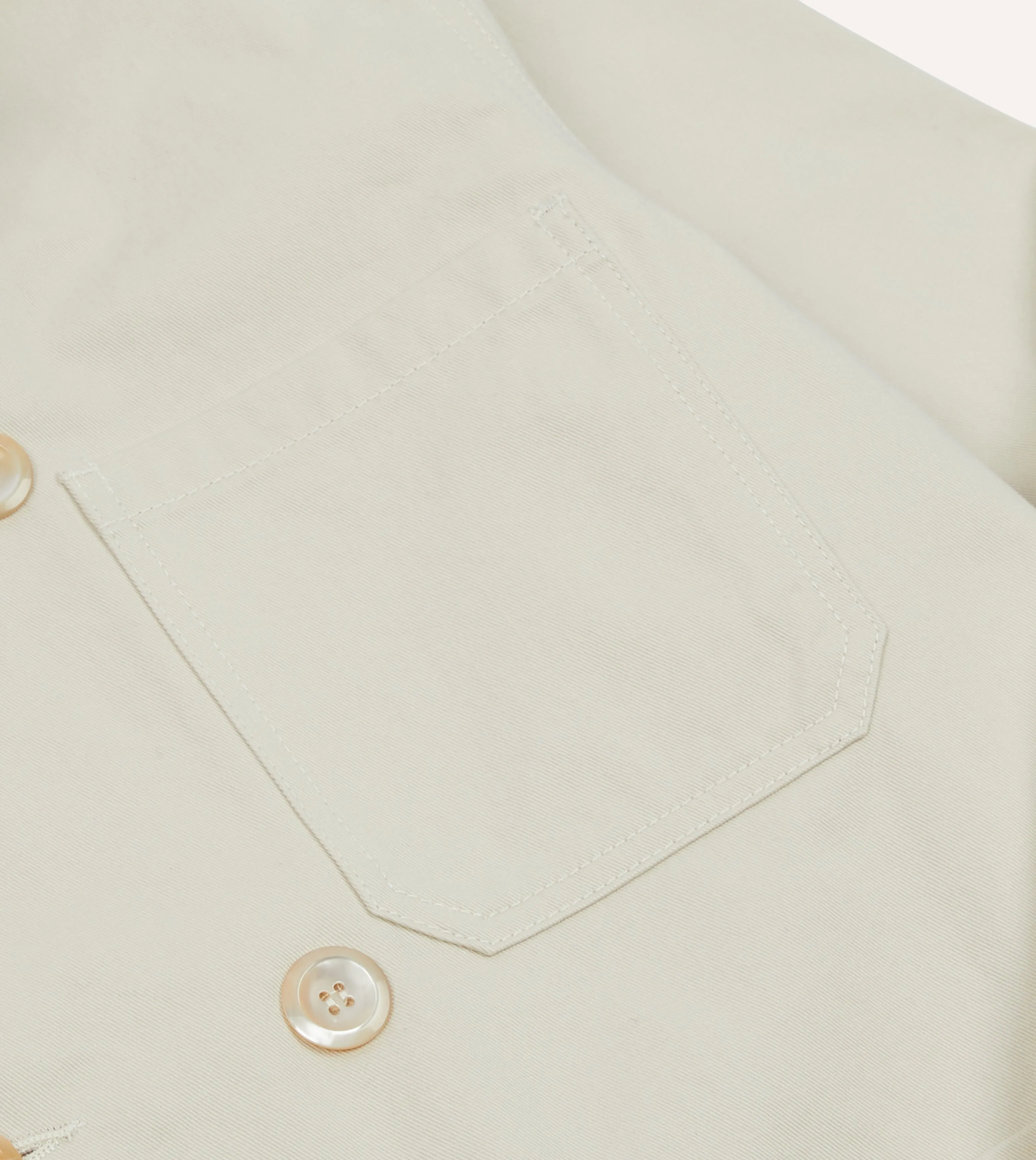 Ecru Cotton Double-Breasted Chore Coat