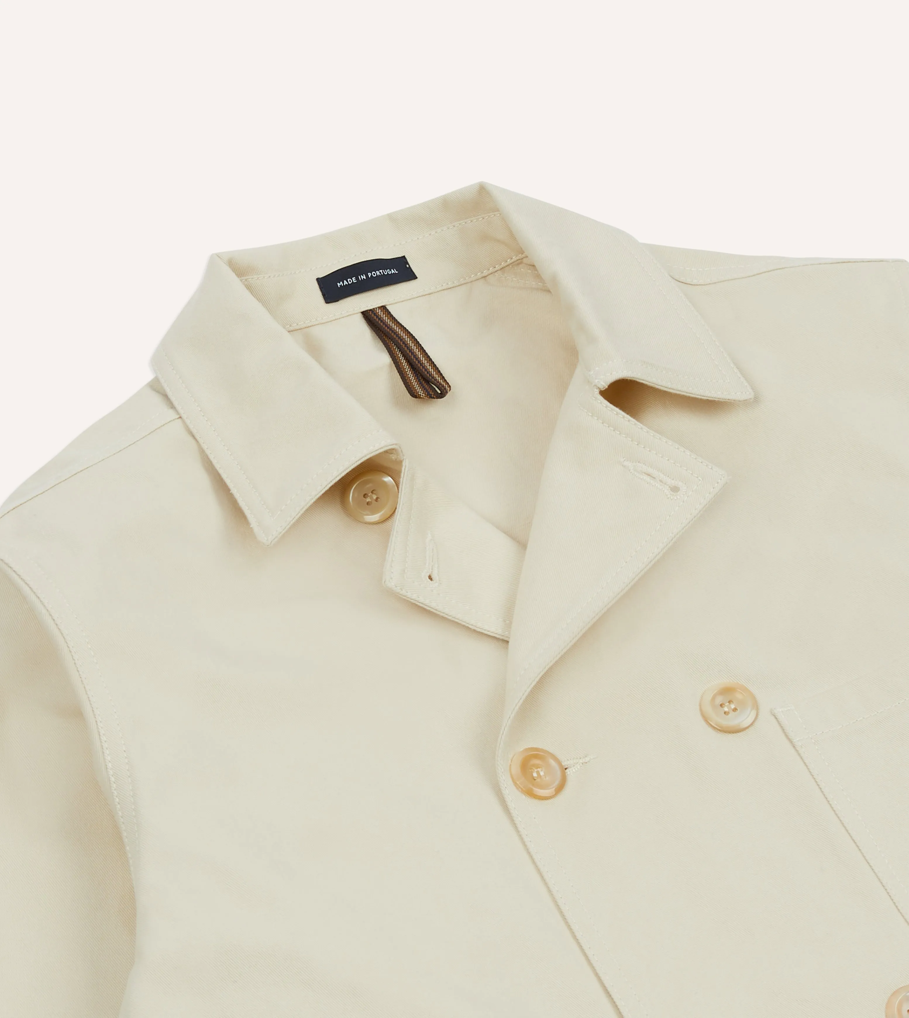 Ecru Cotton Double-Breasted Chore Coat
