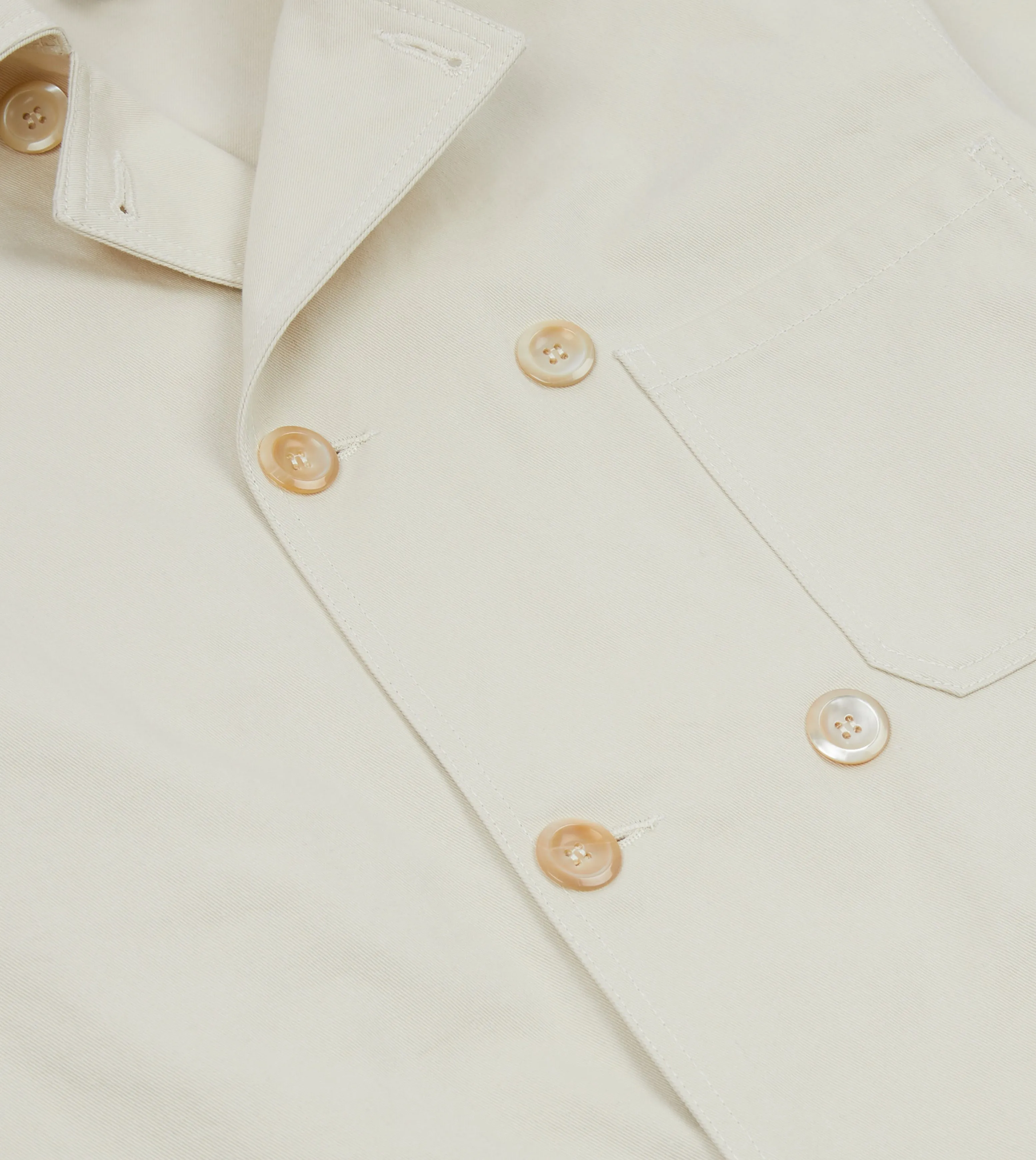 Ecru Cotton Double-Breasted Chore Coat