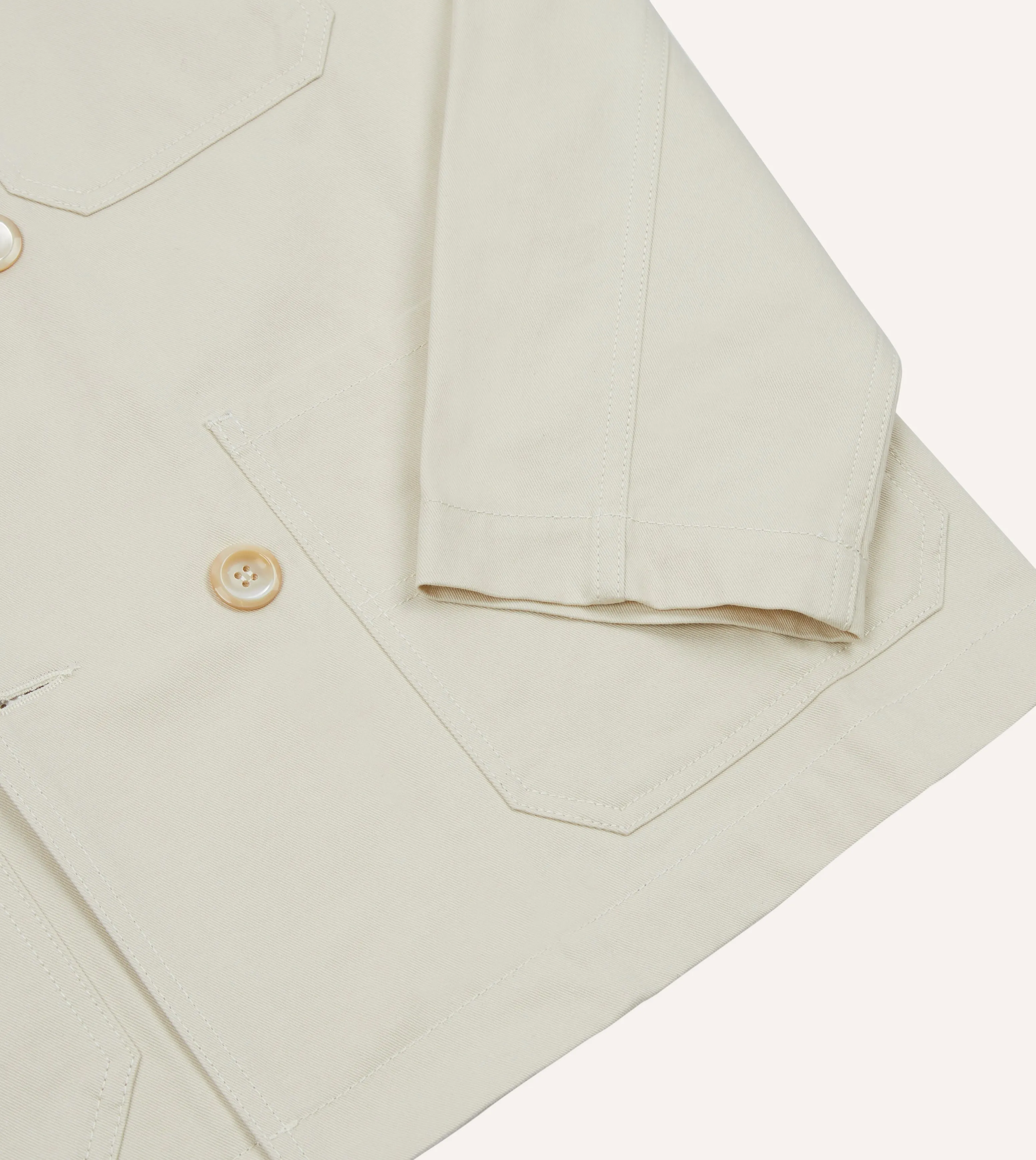 Ecru Cotton Double-Breasted Chore Coat