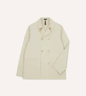 Ecru Cotton Double-Breasted Chore Coat