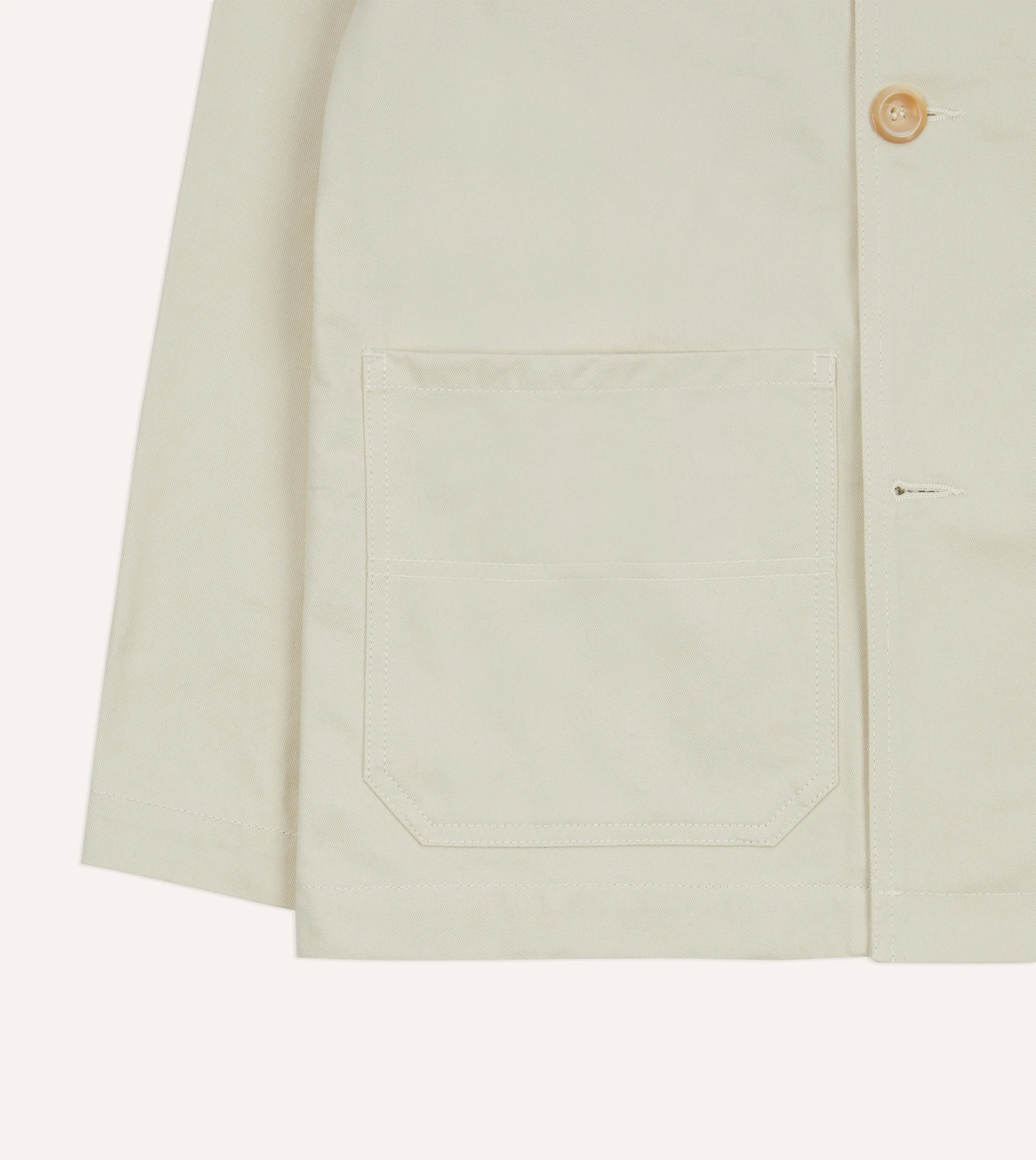 Ecru Cotton Double-Breasted Chore Coat
