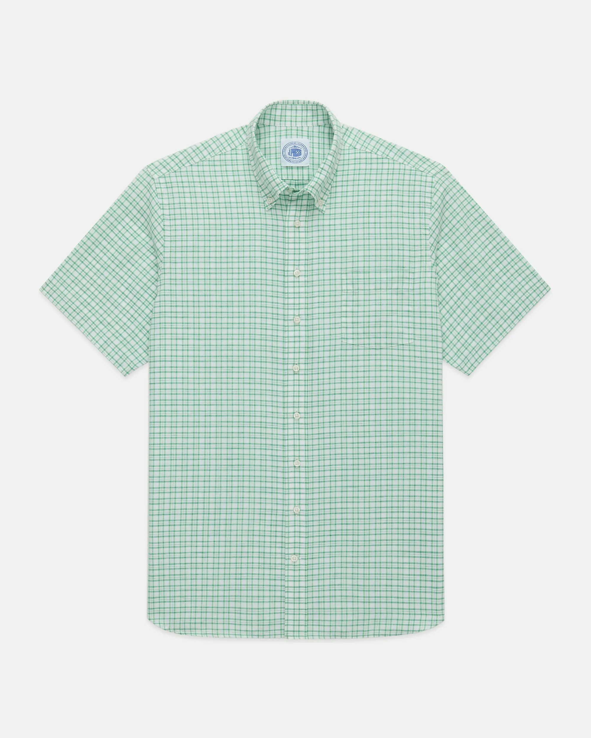 GREEN COTTON/LINEN SHORT SLEEVE SHIRT
