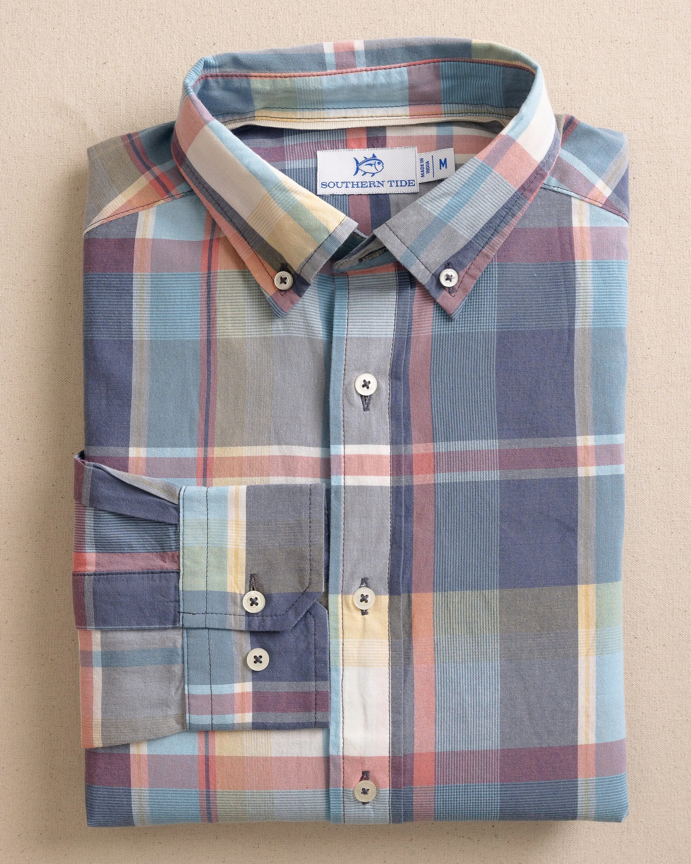 Gulf Breeze Madras Plaid Long Sleeve Sport Shirt