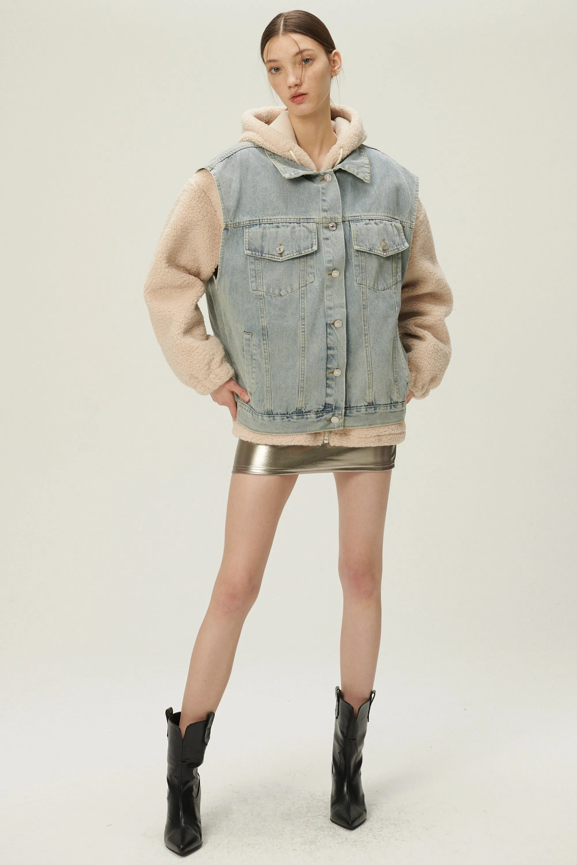 Hada Denim Vest and Jacket Set