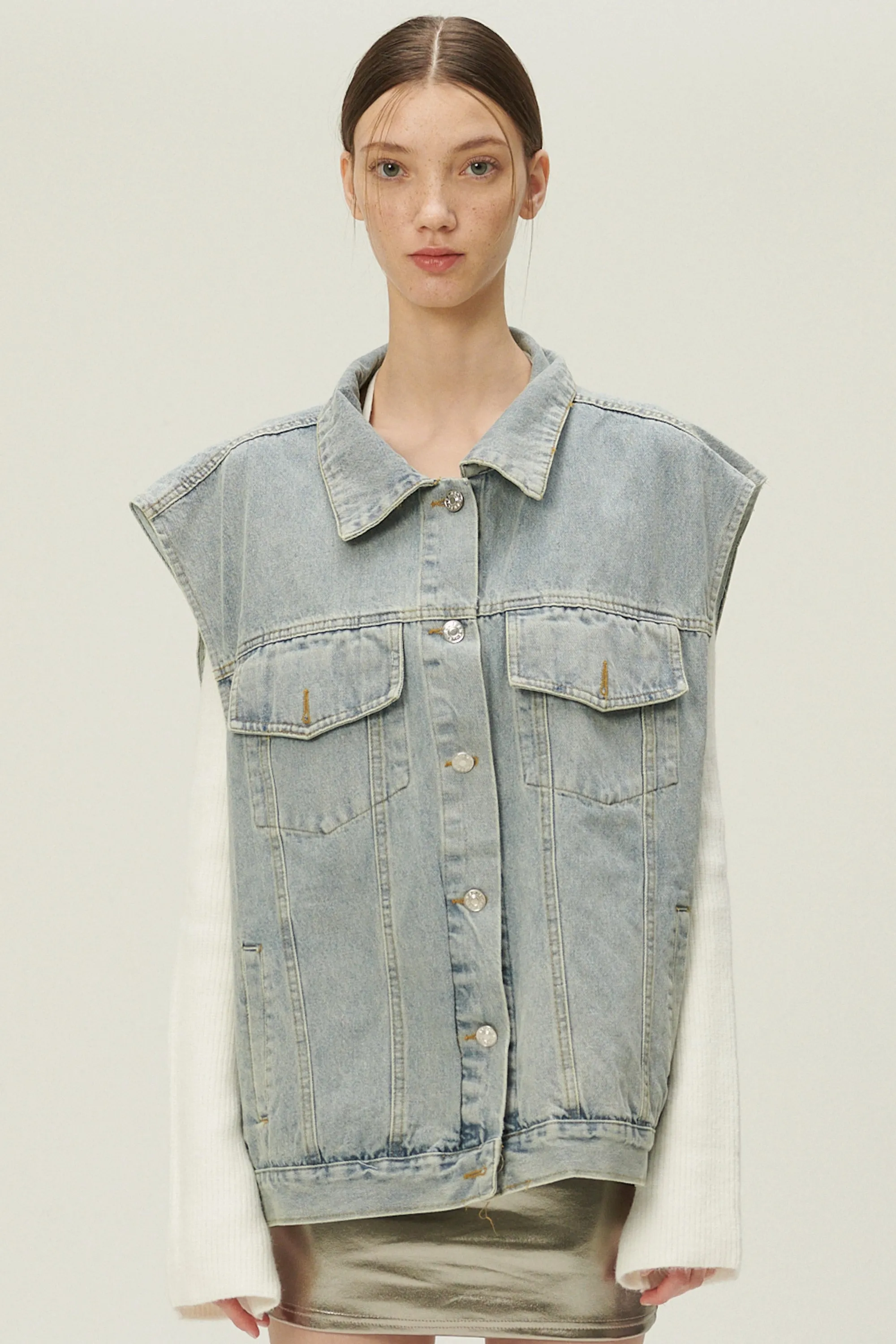 Hada Denim Vest and Jacket Set