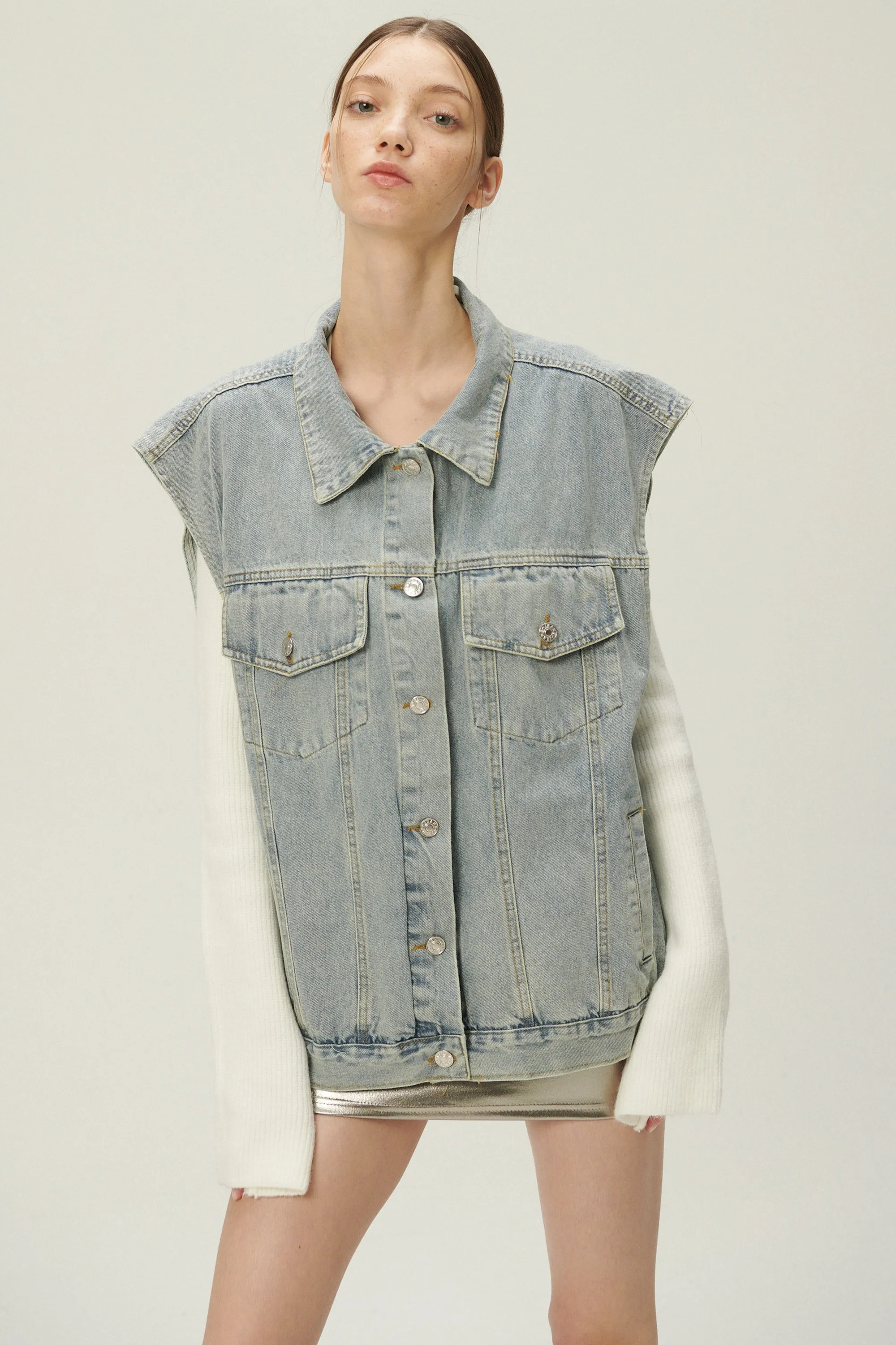 Hada Denim Vest and Jacket Set